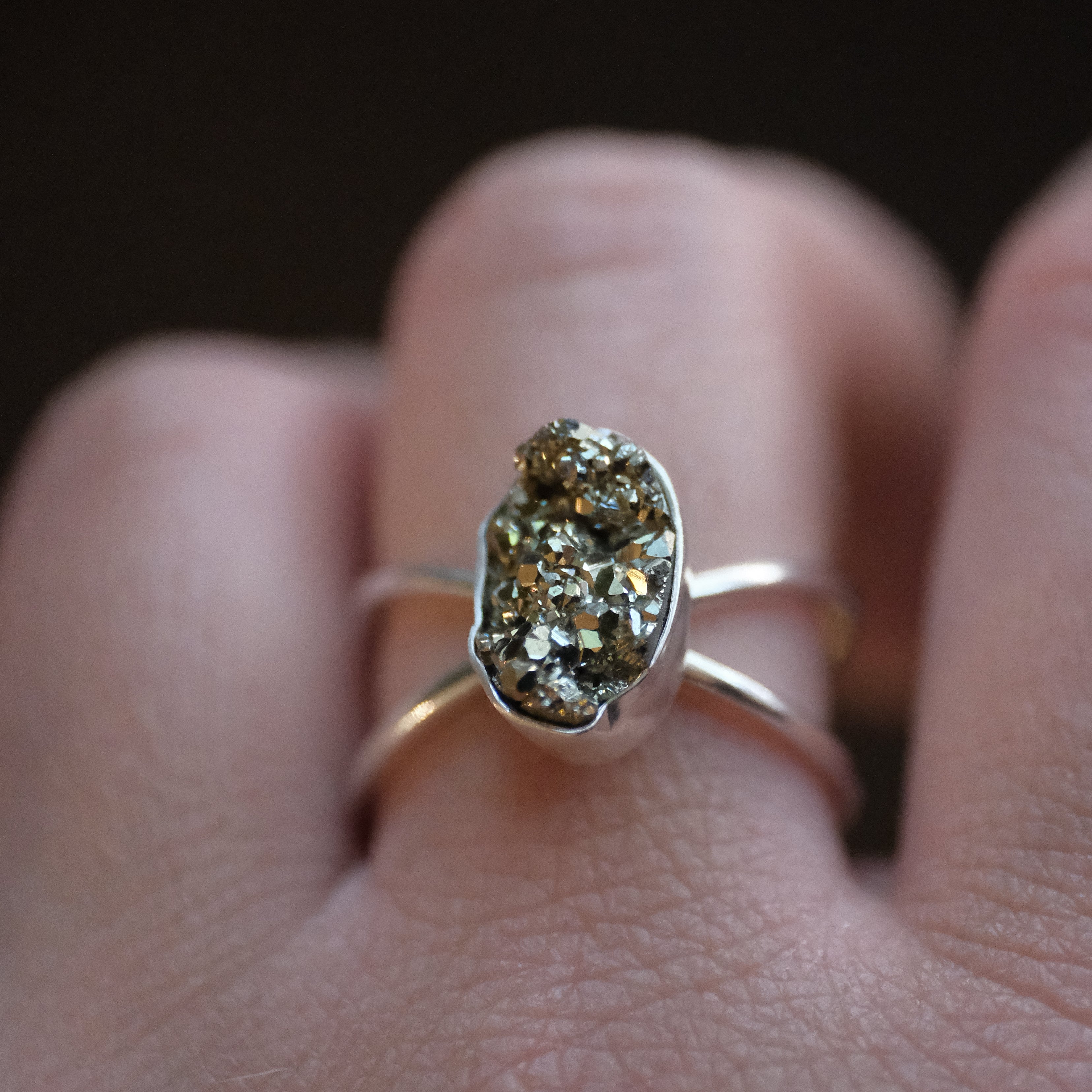 Pyrite Atom Ring (Size 8) - One of a Kind