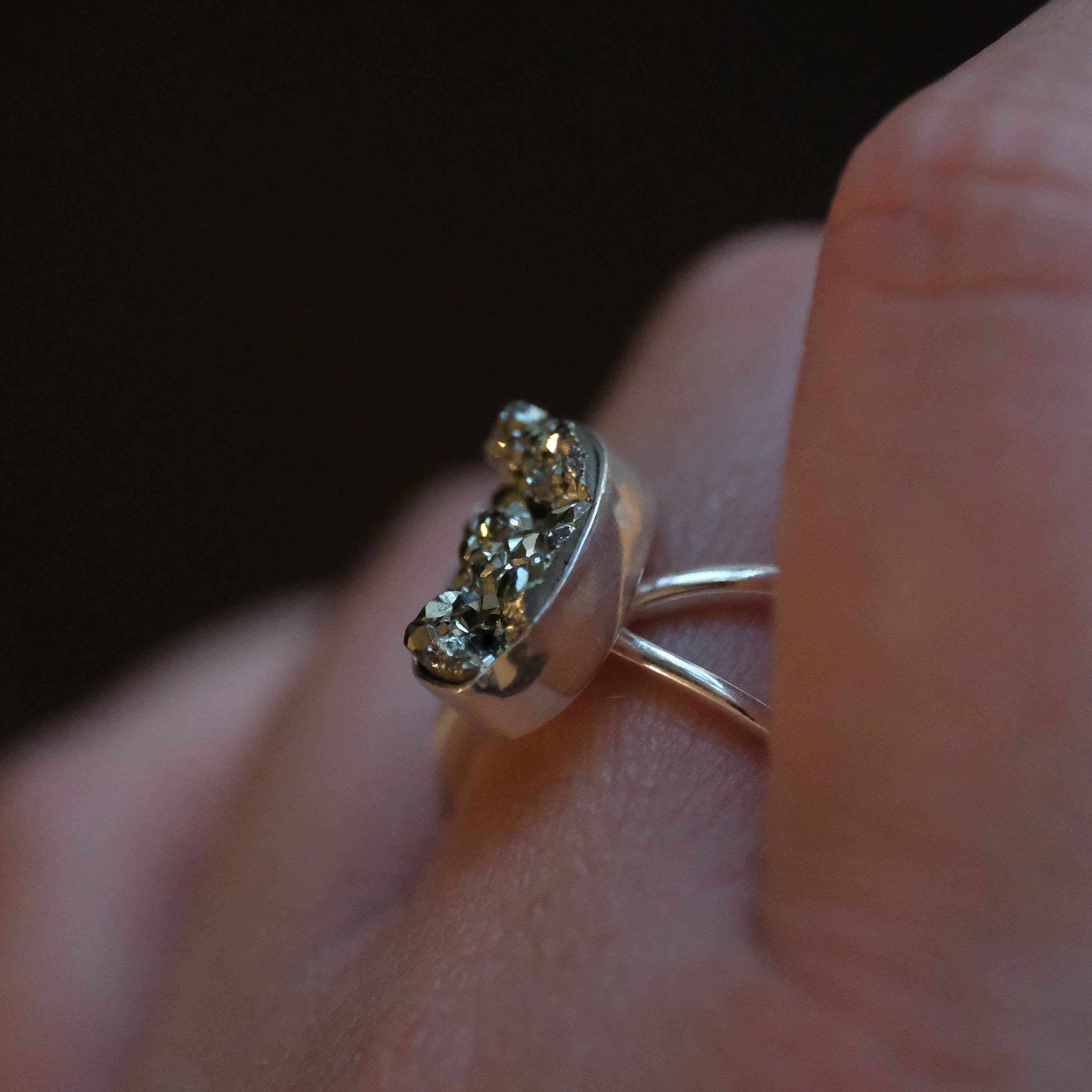 Pyrite Atom Ring (Size 8) - One of a Kind