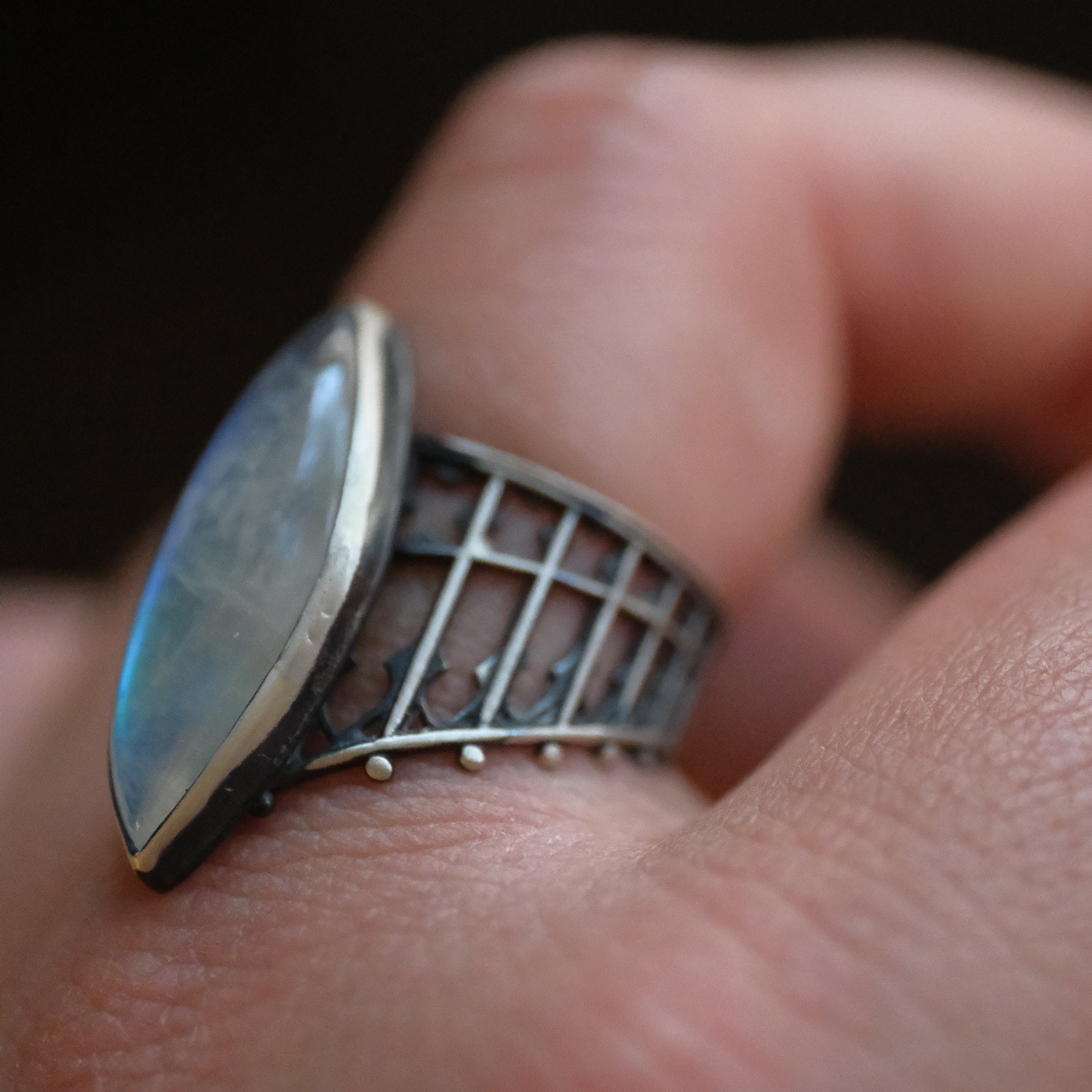 Moonstone Cathedral Ring (Size 6.5) - One of a Kind