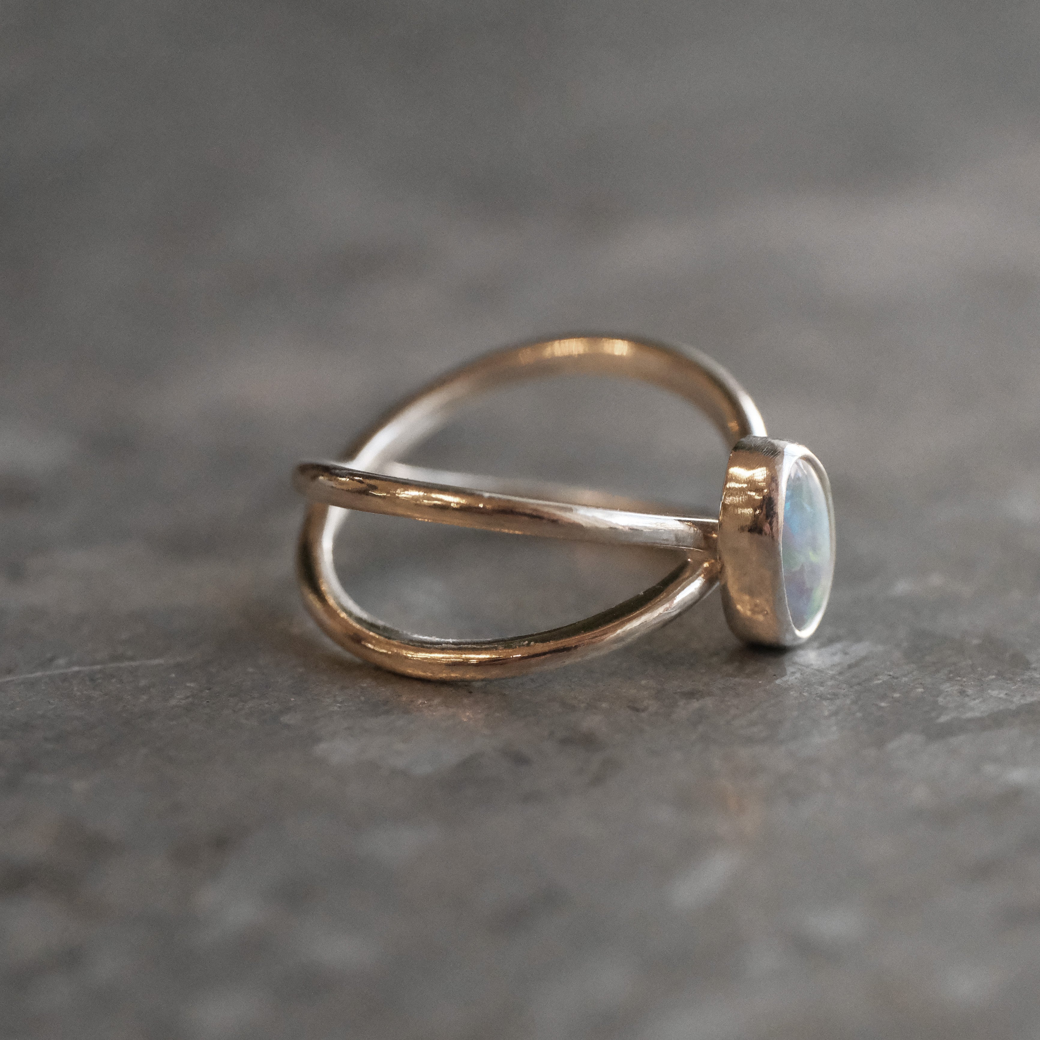 Australian Opal Atom Ring (Size 6) - One of a Kind