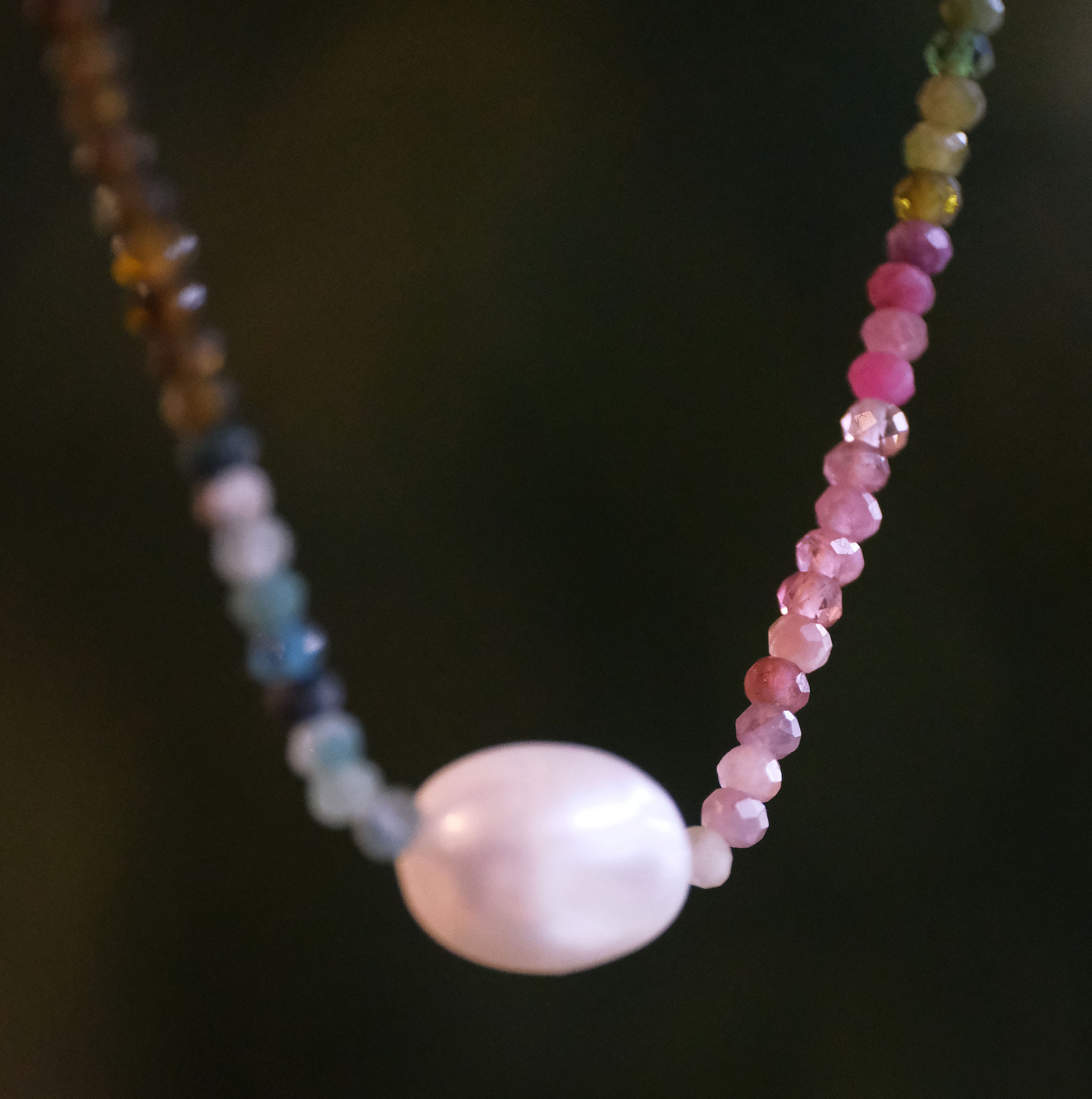Tourmaline + Freshwater Pearl Blurb Necklace