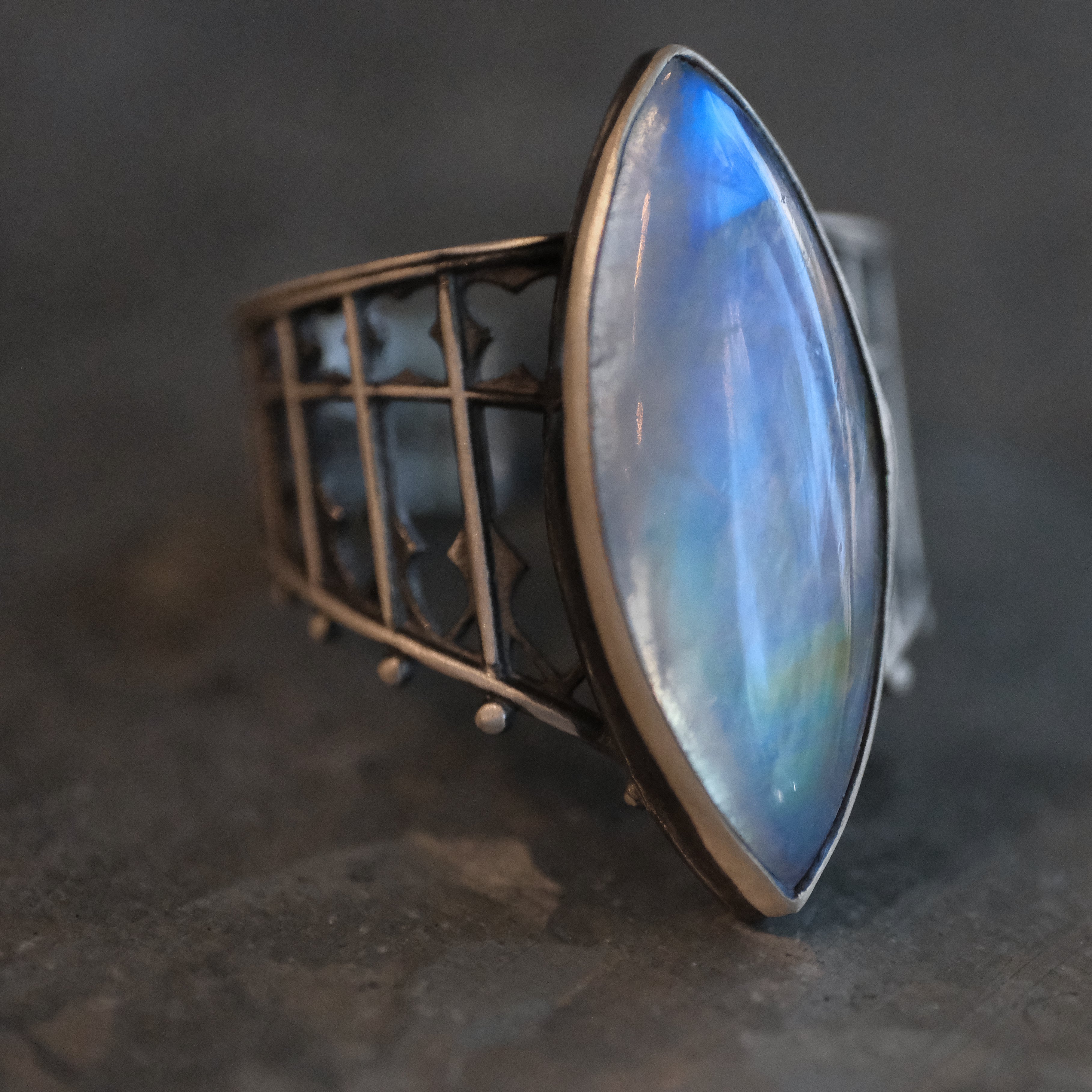 Moonstone Cathedral Ring (Size 6.5) - One of a Kind