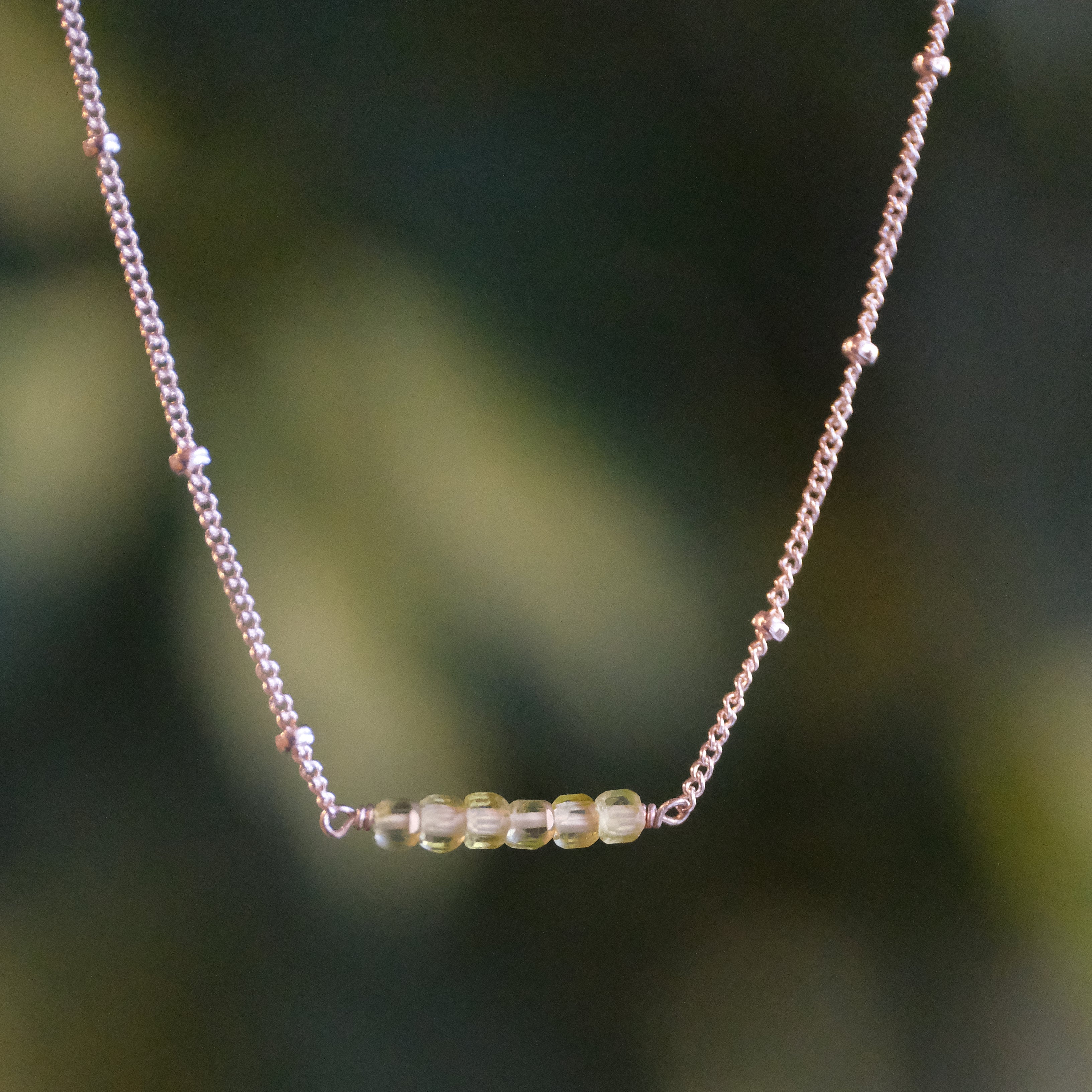 Peridot + Sterling Inchworm Necklace