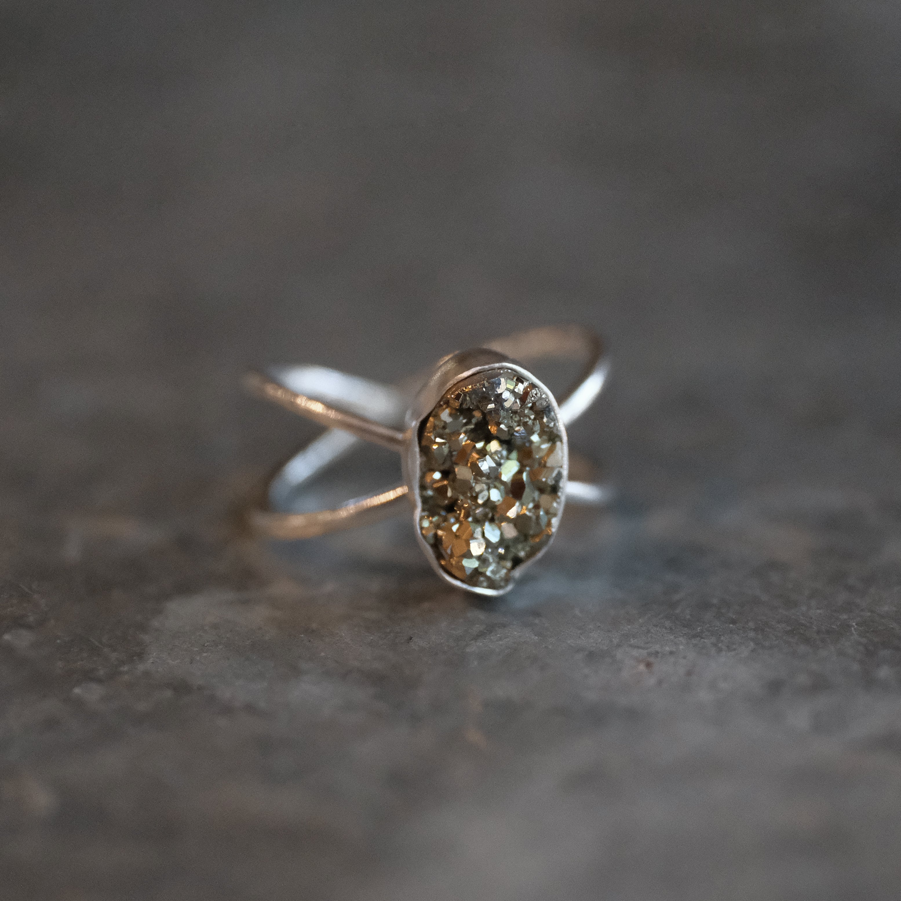 Pyrite Atom Ring (Size 8) - One of a Kind