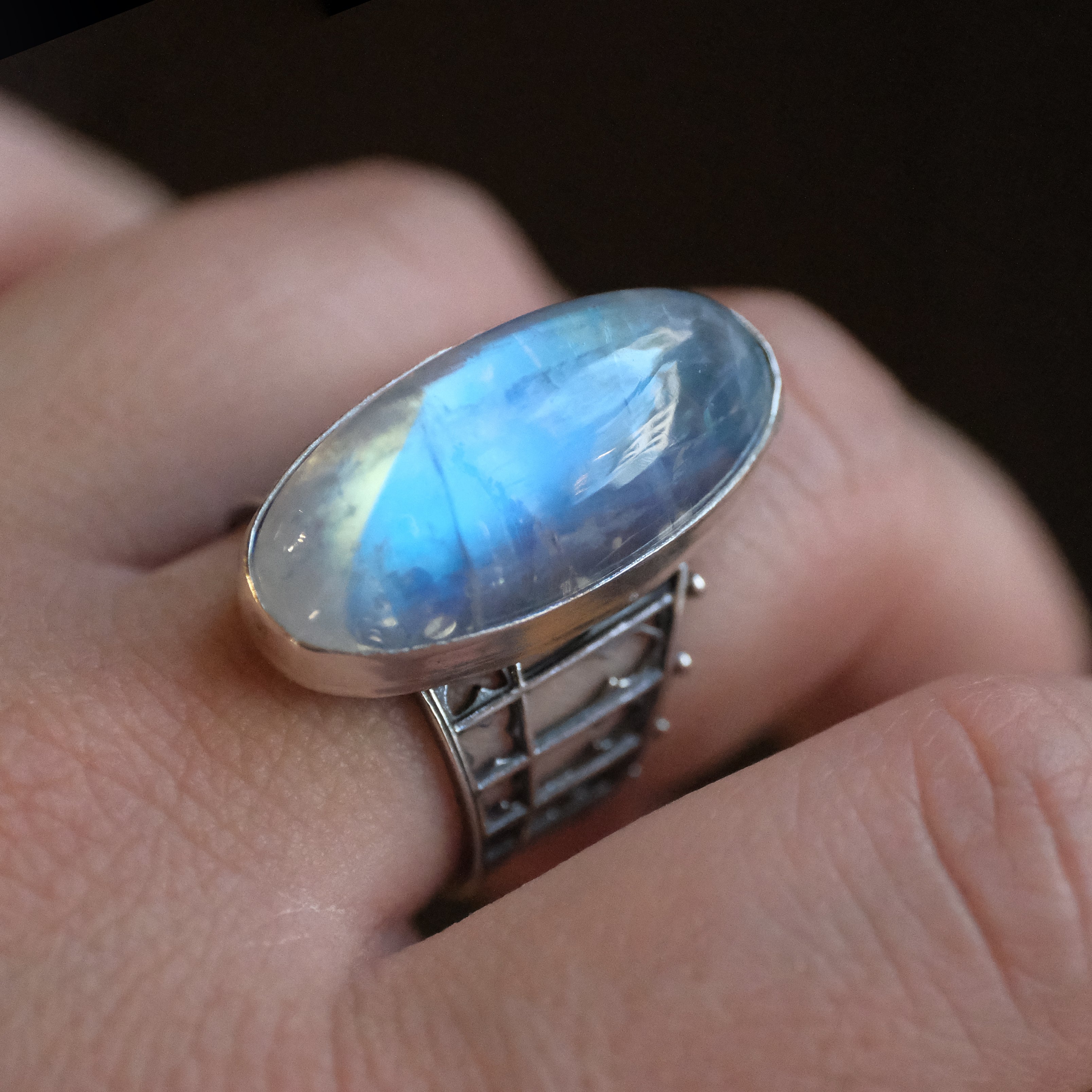 Moonstone Cathedral Ring (Size 7) - One of a Kind