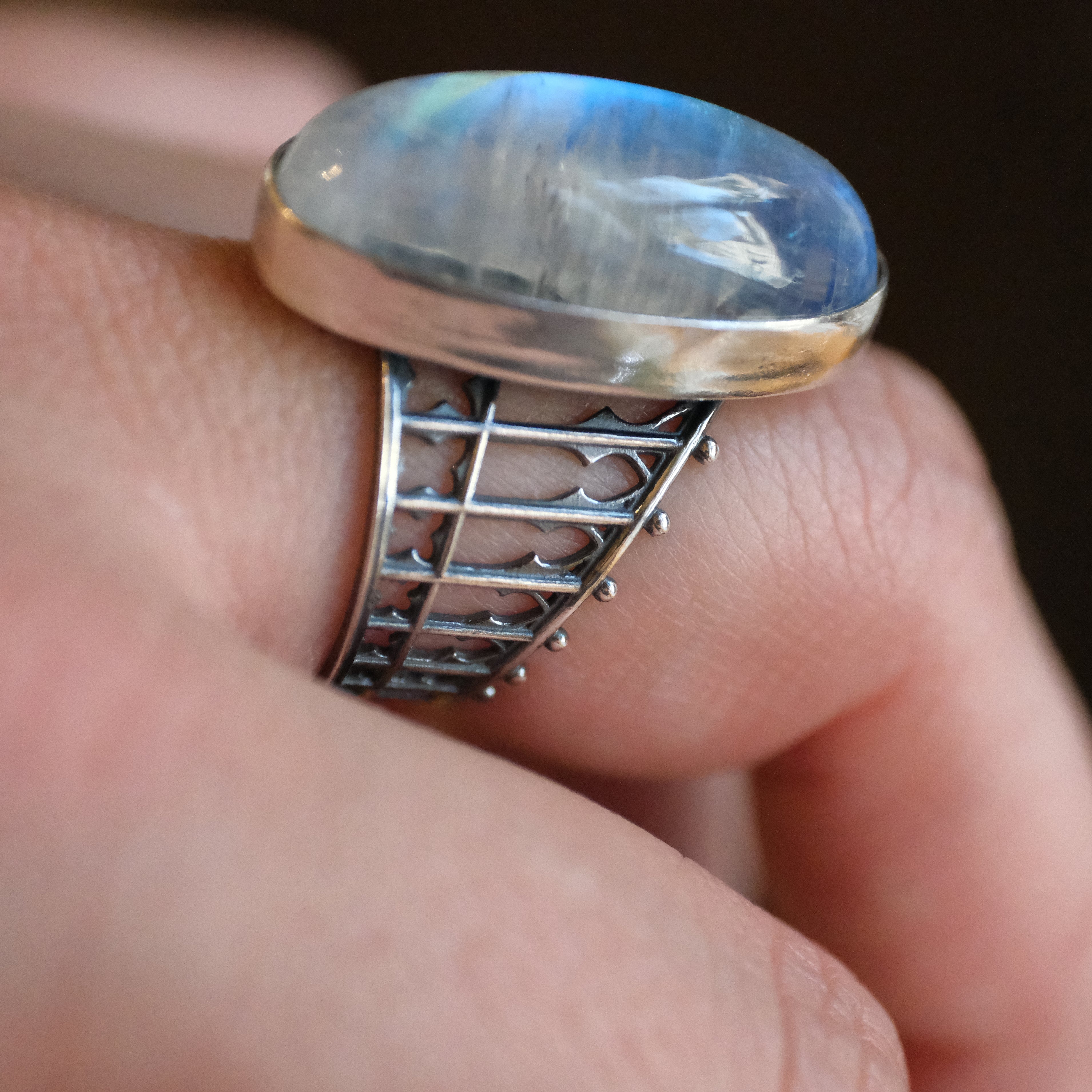 Moonstone Cathedral Ring (Size 7) - One of a Kind