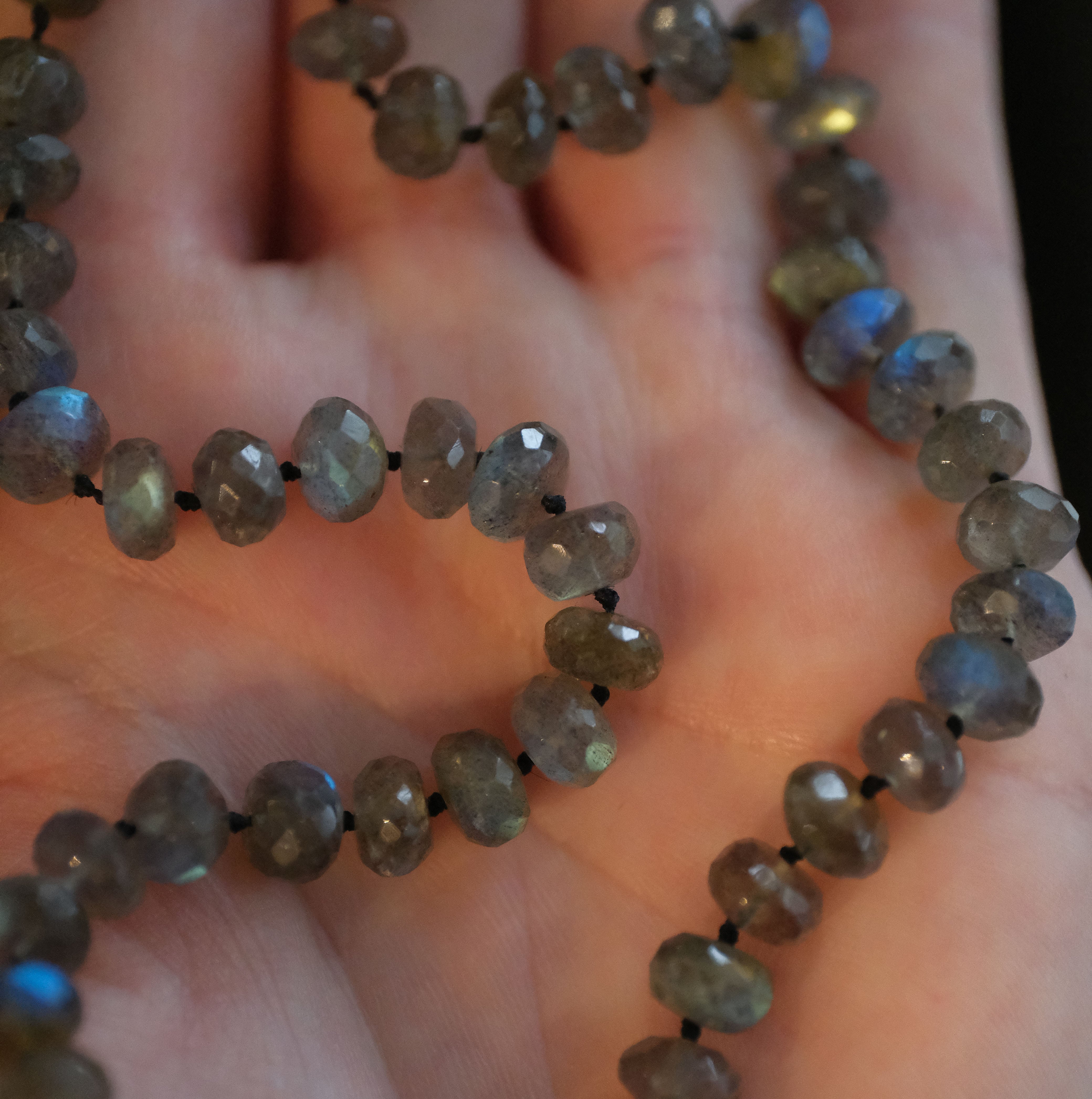 Knotted Labradorite + Sterling Satellite Necklace