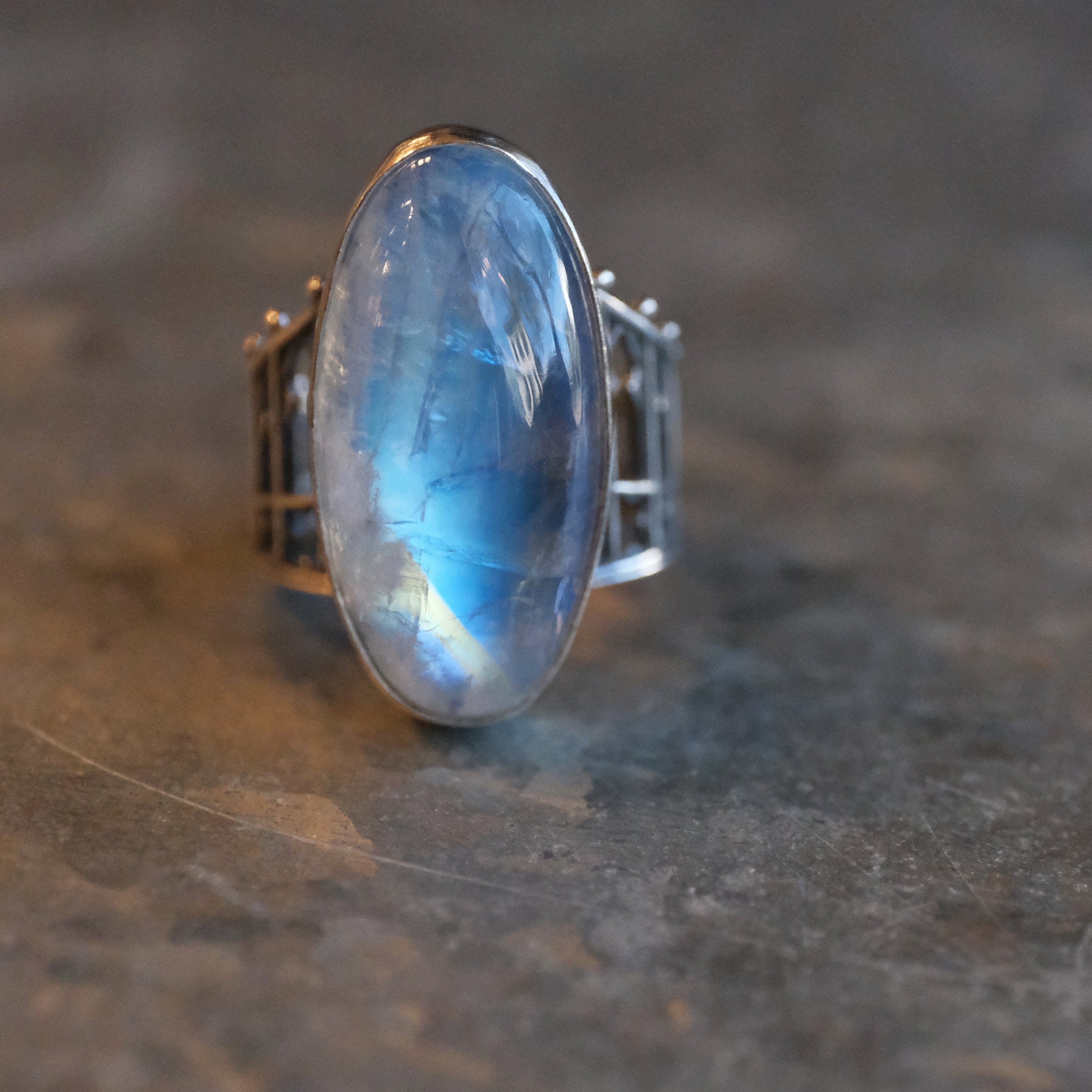 Moonstone Cathedral Ring (Size 7) - One of a Kind