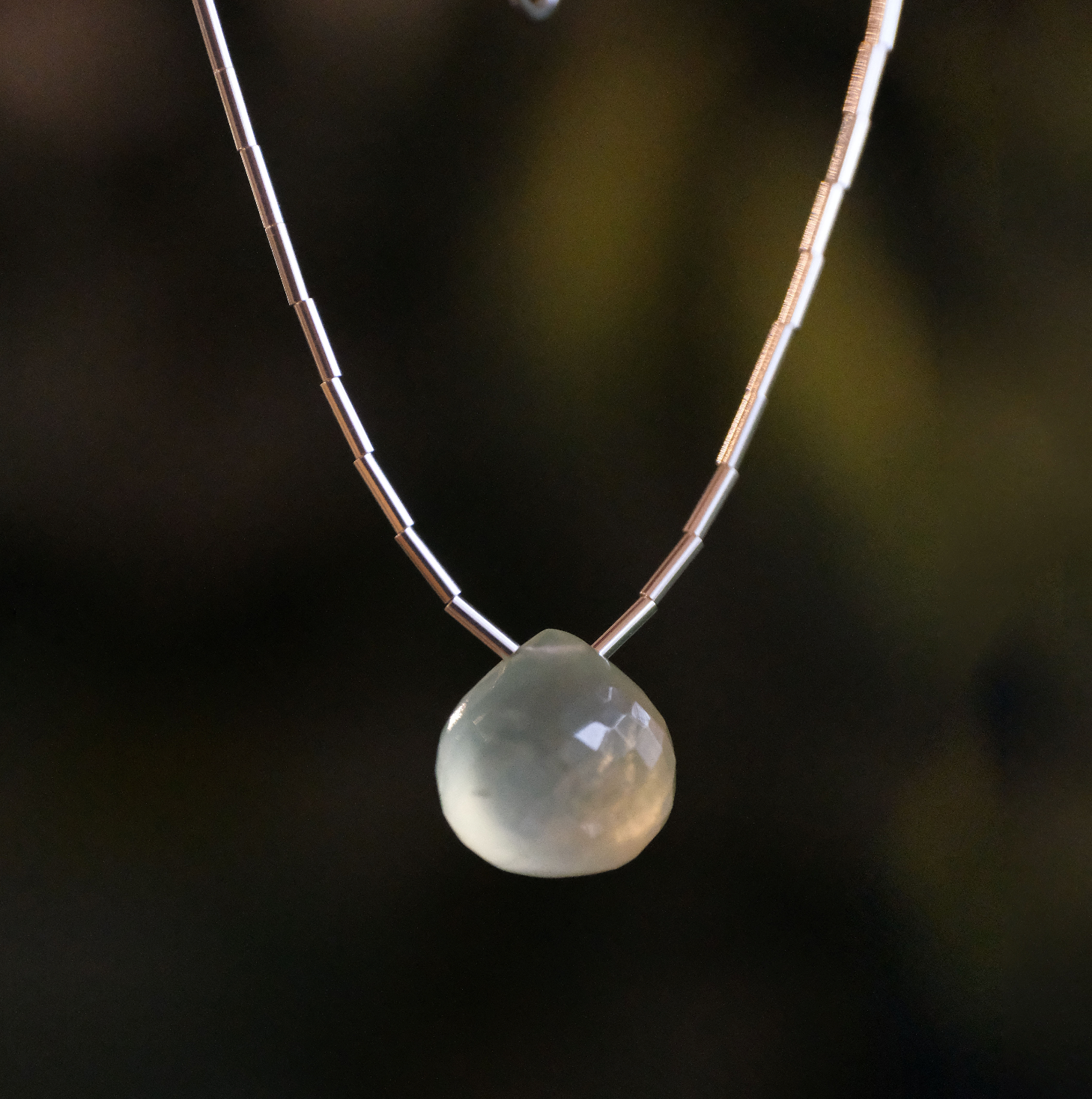 Glow Prehnite Liquid Silver Necklace