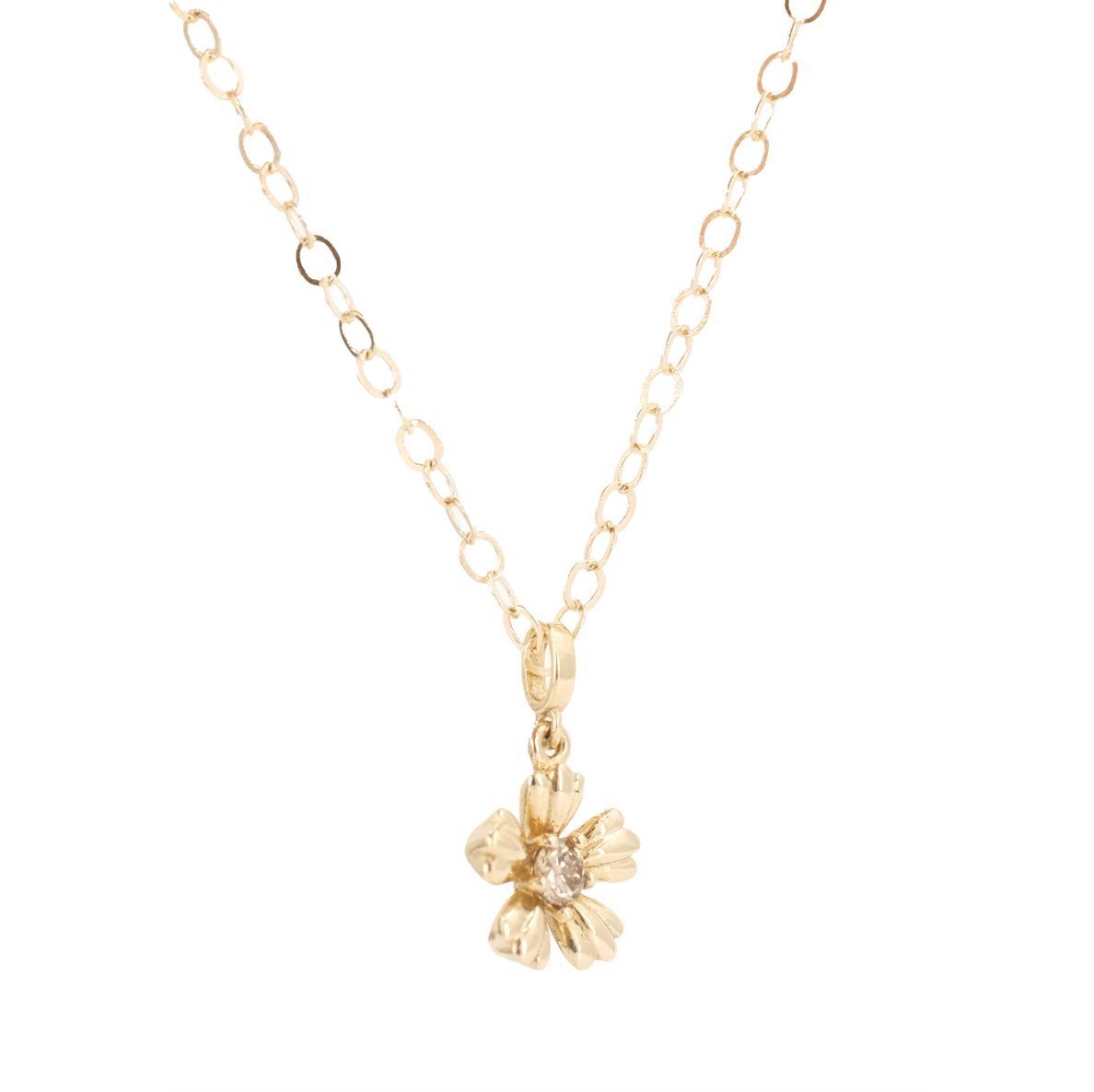 14k + Natural Diamond Cherry Blossom Necklace