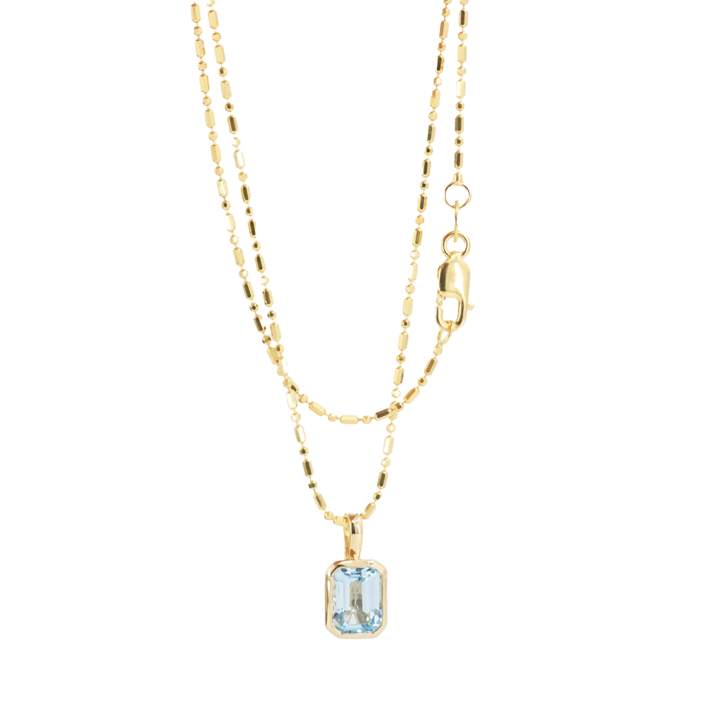 14k + Swiss Blue Topaz Lyon Necklace