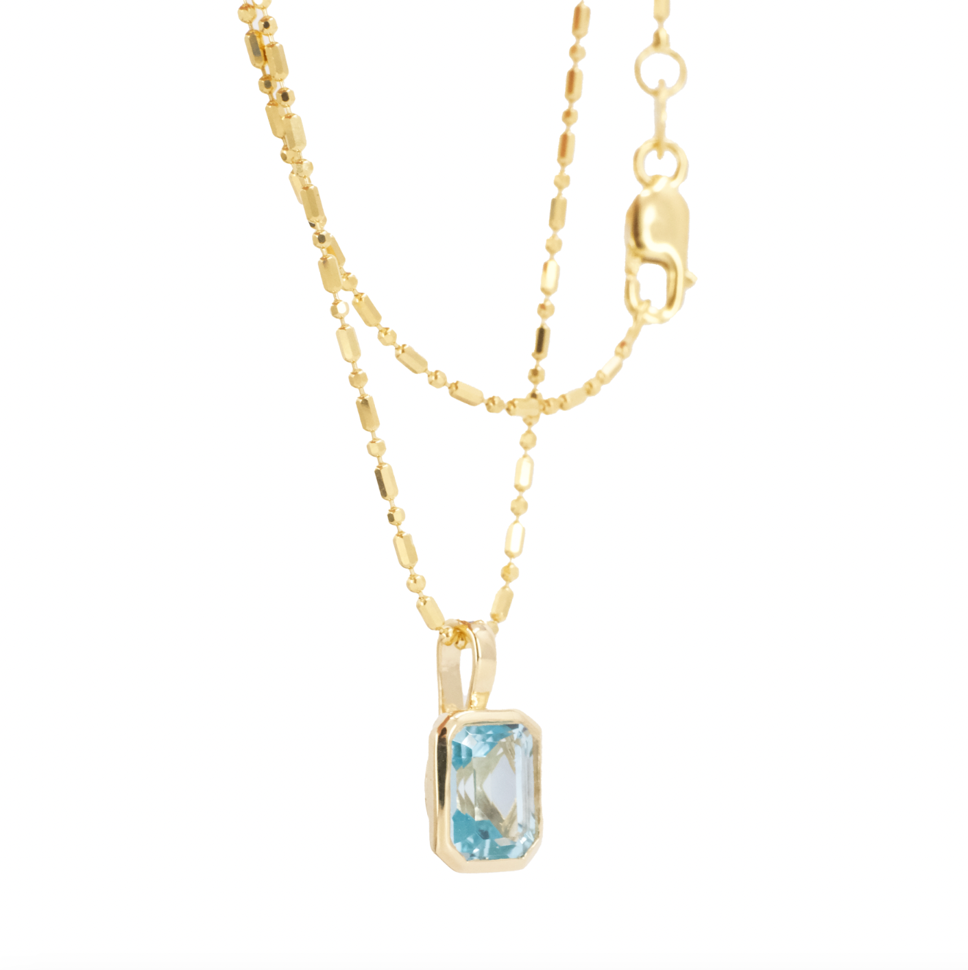 14k + Swiss Blue Topaz Lyon Necklace