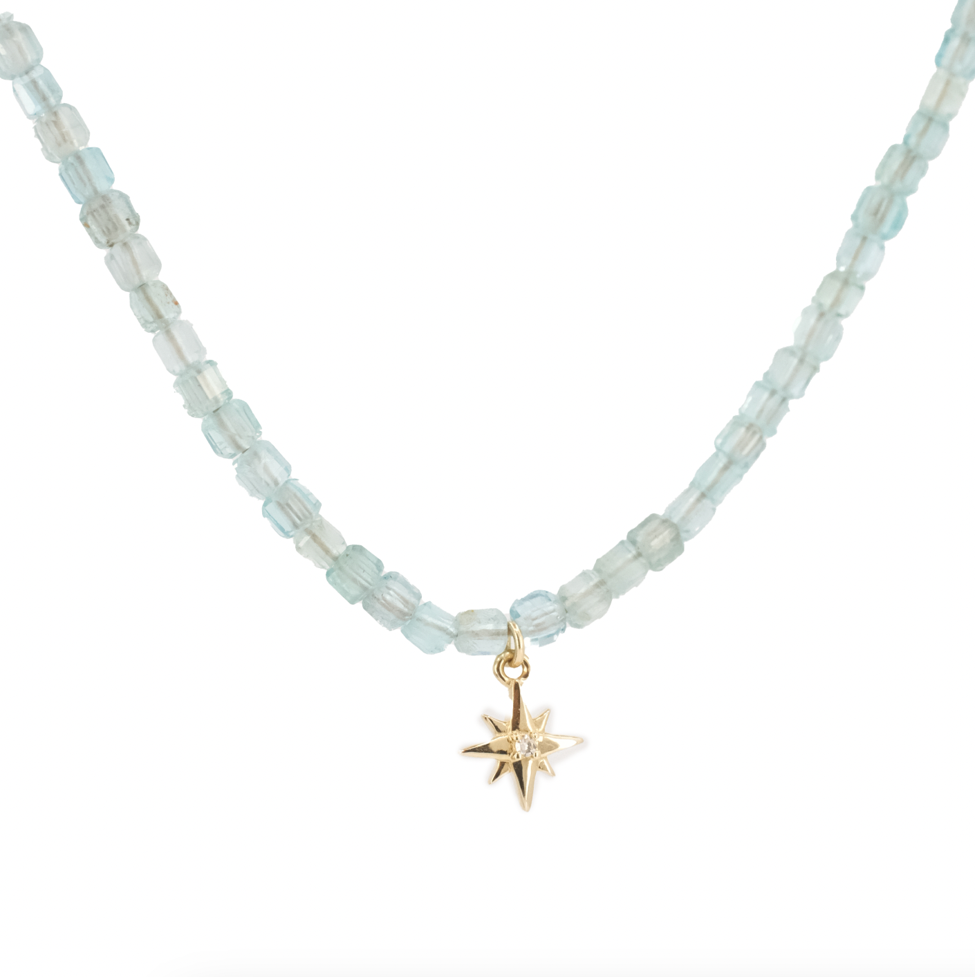 14k Apatite + Diamond Star Necklace