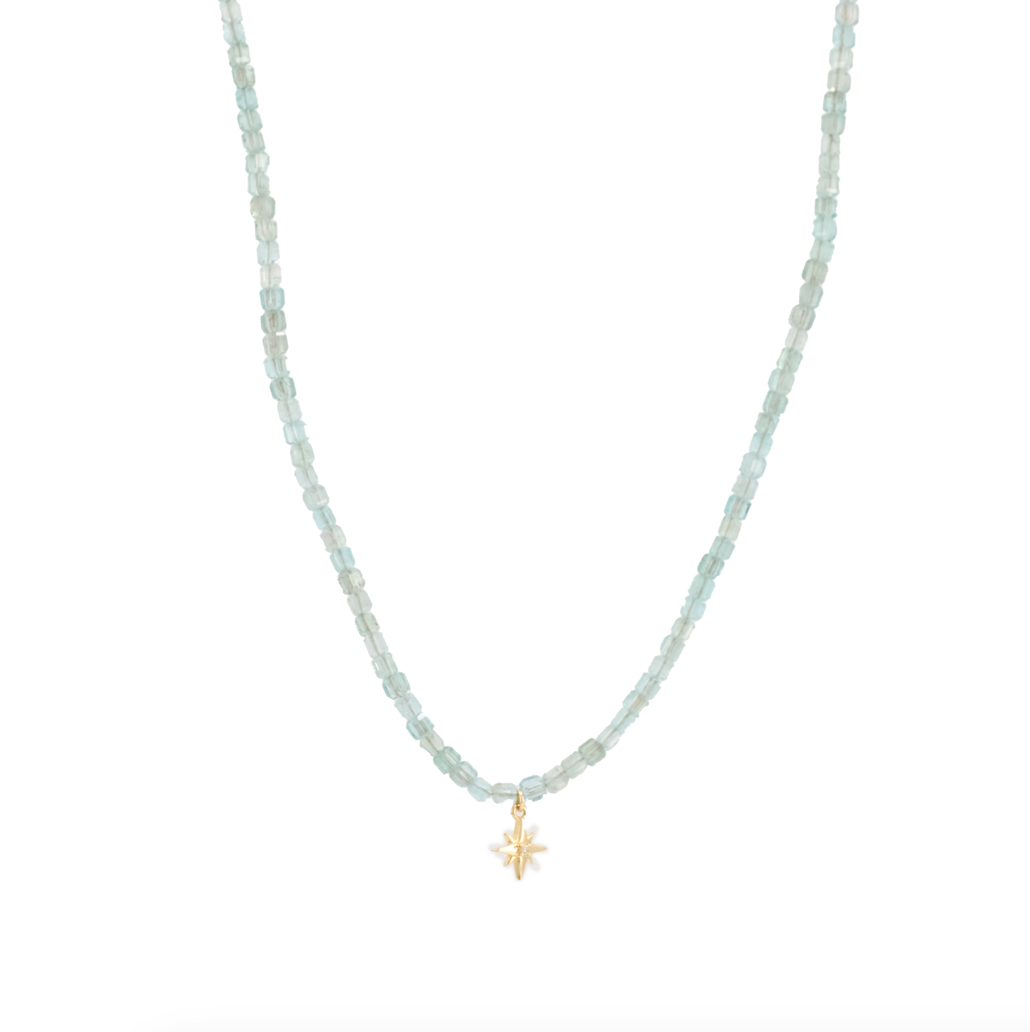 14k Apatite + Diamond Star Necklace