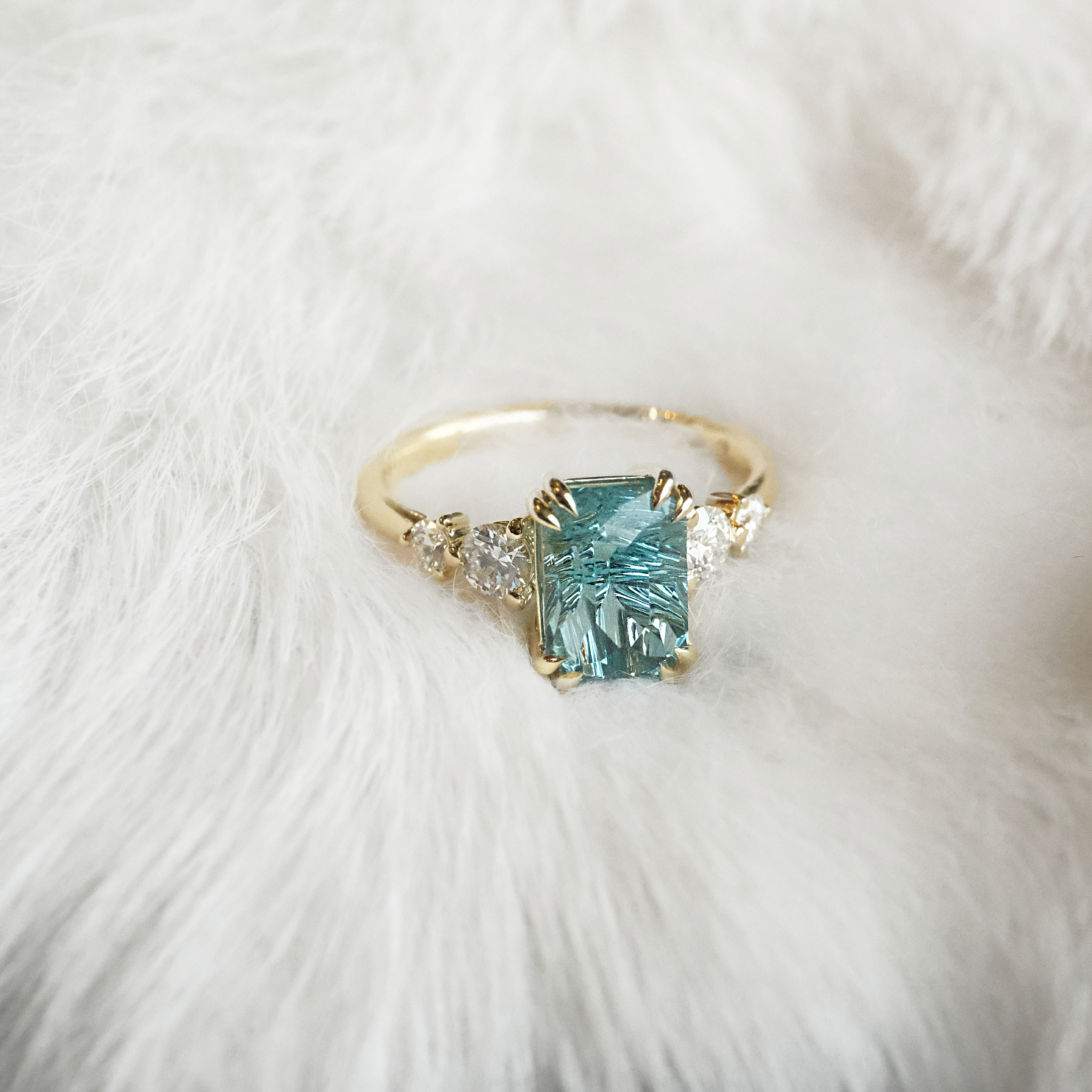 14k Blue Tourmaline + Natural Diamond Starstruck Ring - One of a Kind