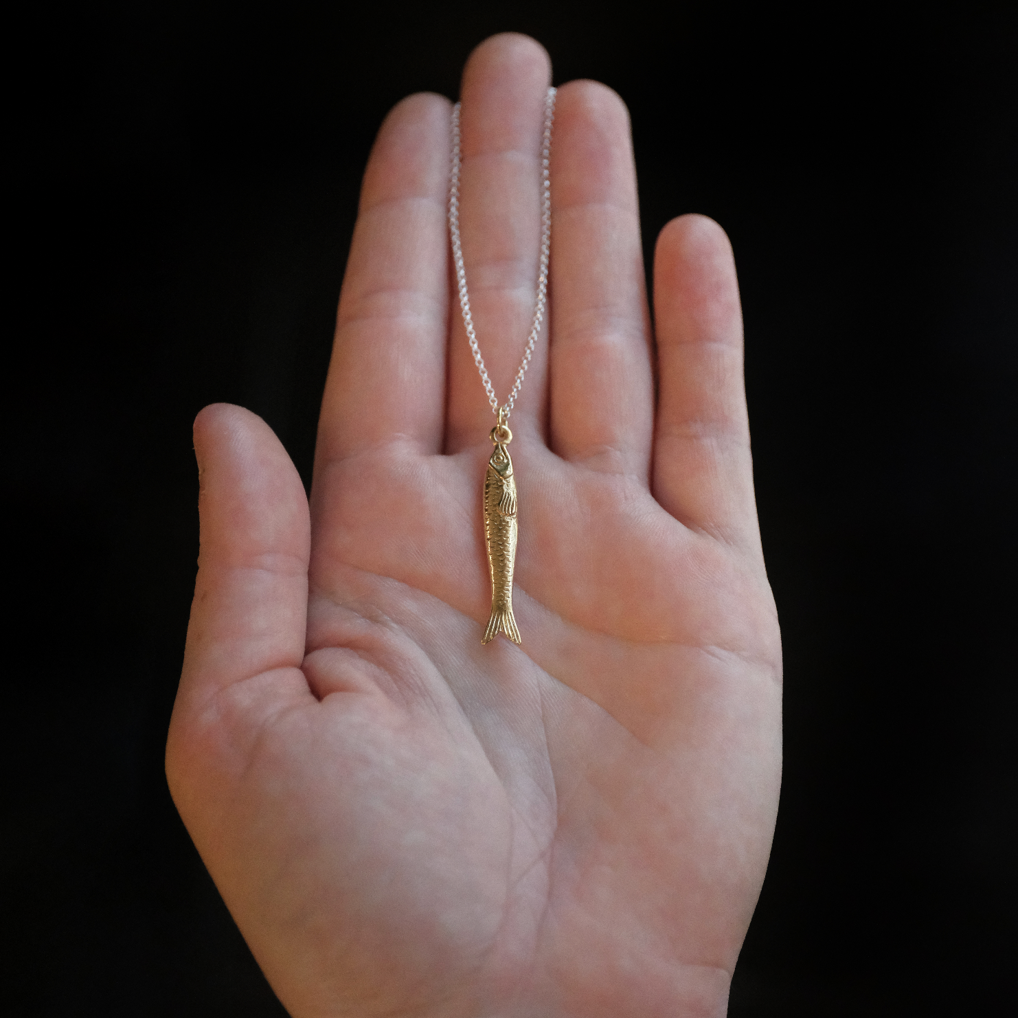 Bronze + Sterling Sardine Necklace