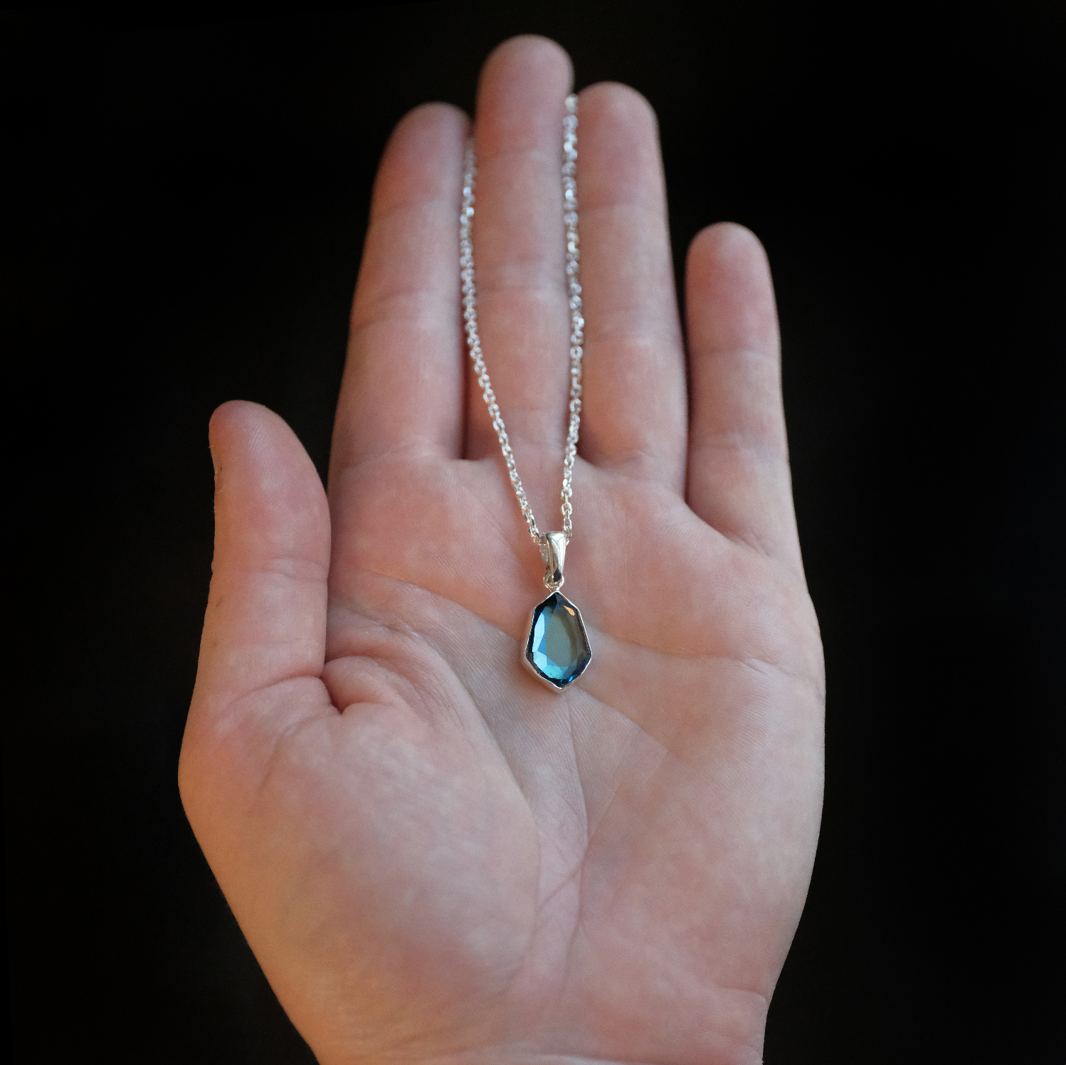 London Blue Topaz Portrait Necklace - One of a Kind