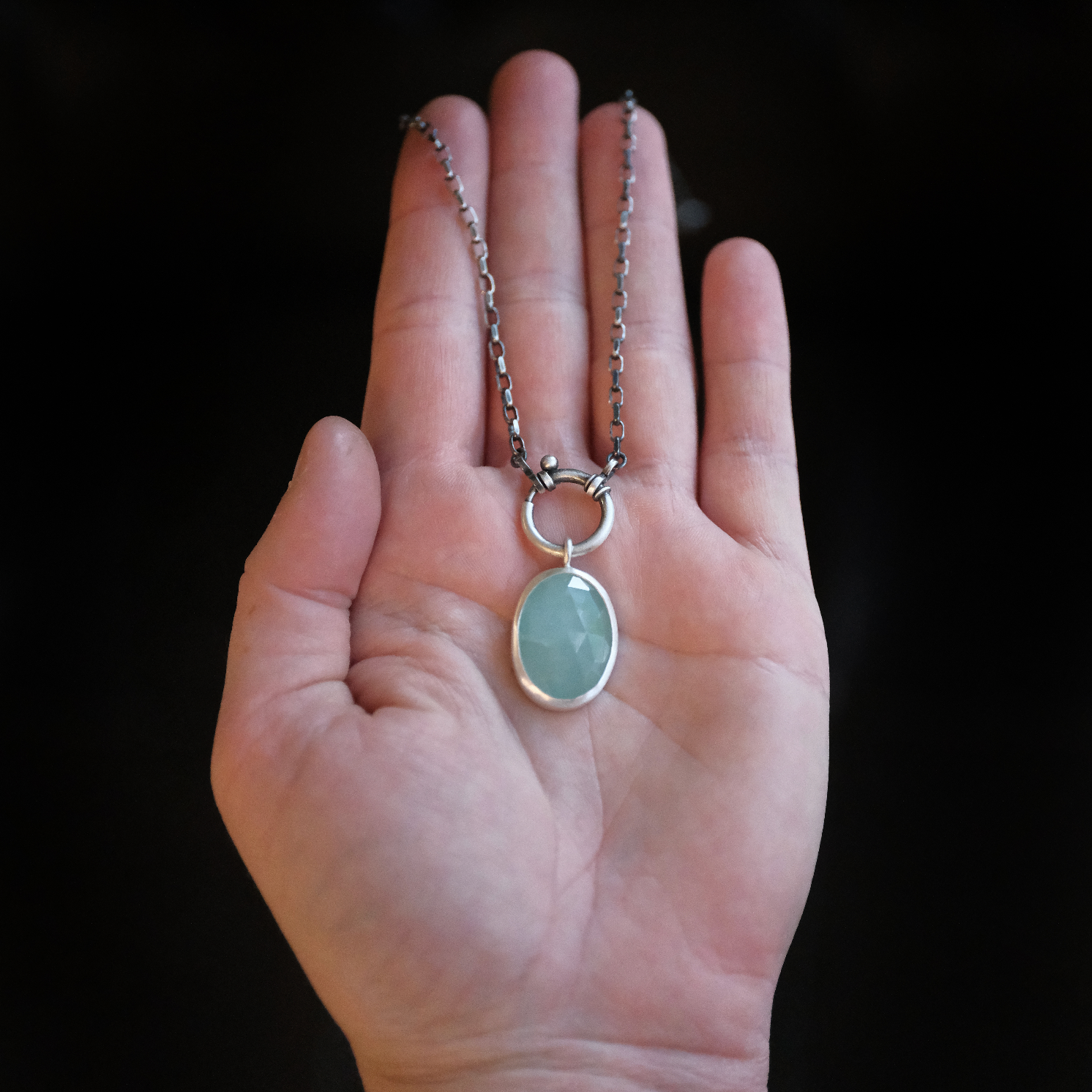 Aquamarine Charm Keeper Necklace - One of a Kind