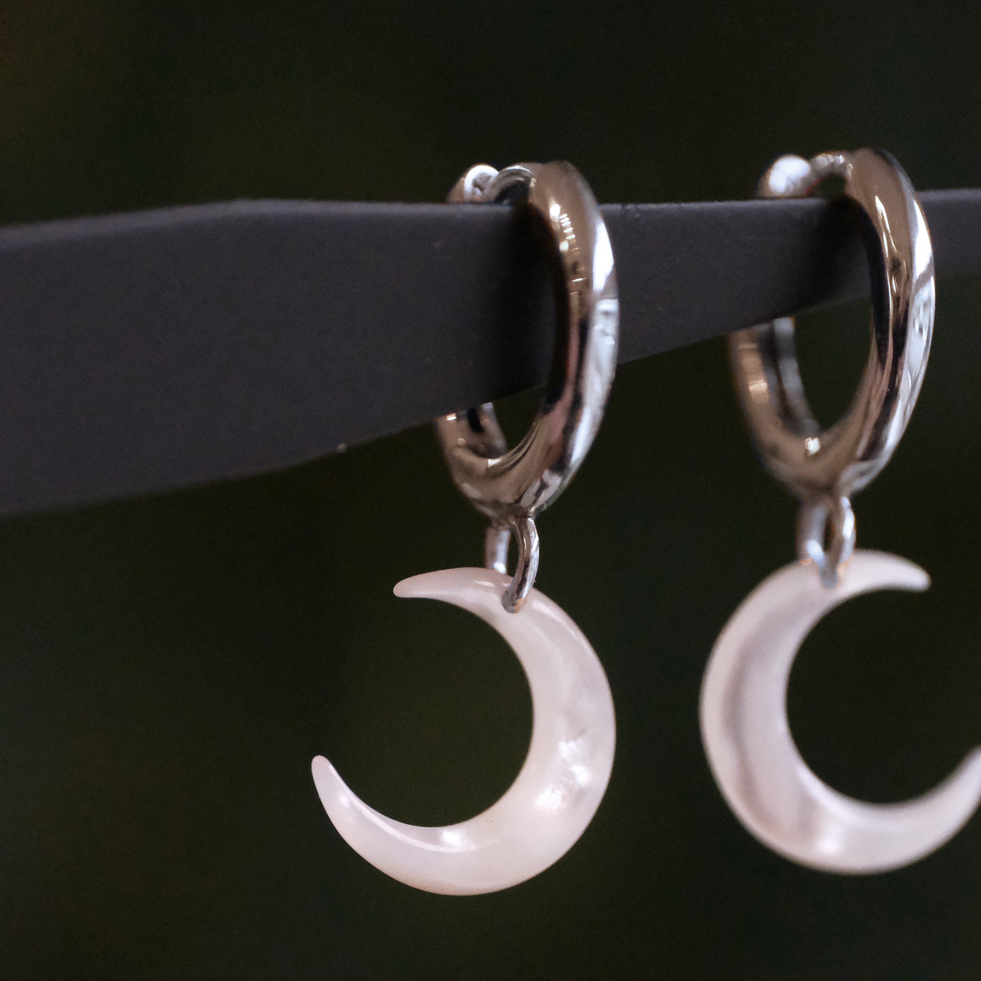 Mother of Pearl + Sterling Moon Huggers