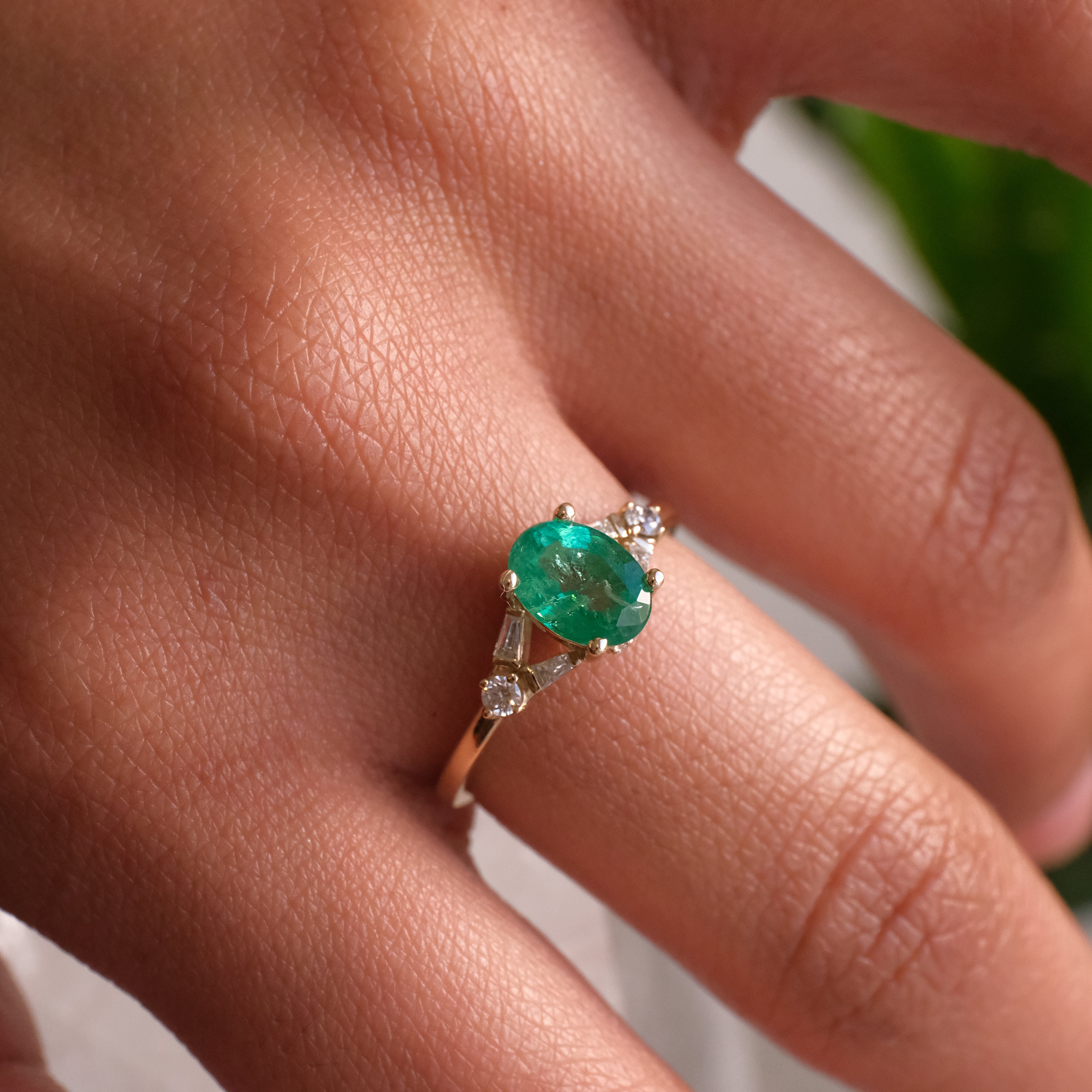 14k Heirloom Emerald + Diamond Fleur Ring - One of a Kind