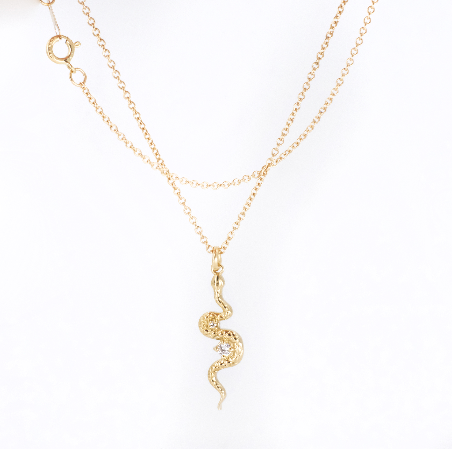 14k + Natural Diamond Asp Necklace
