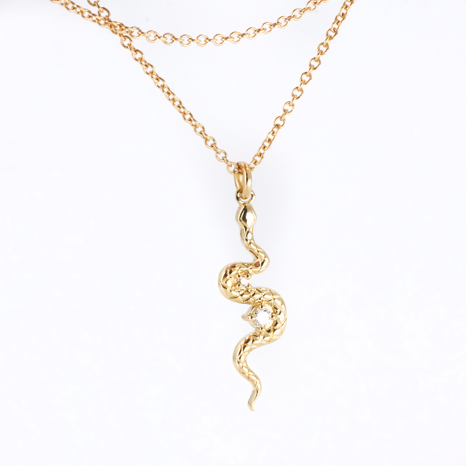 14k + Natural Diamond Asp Necklace