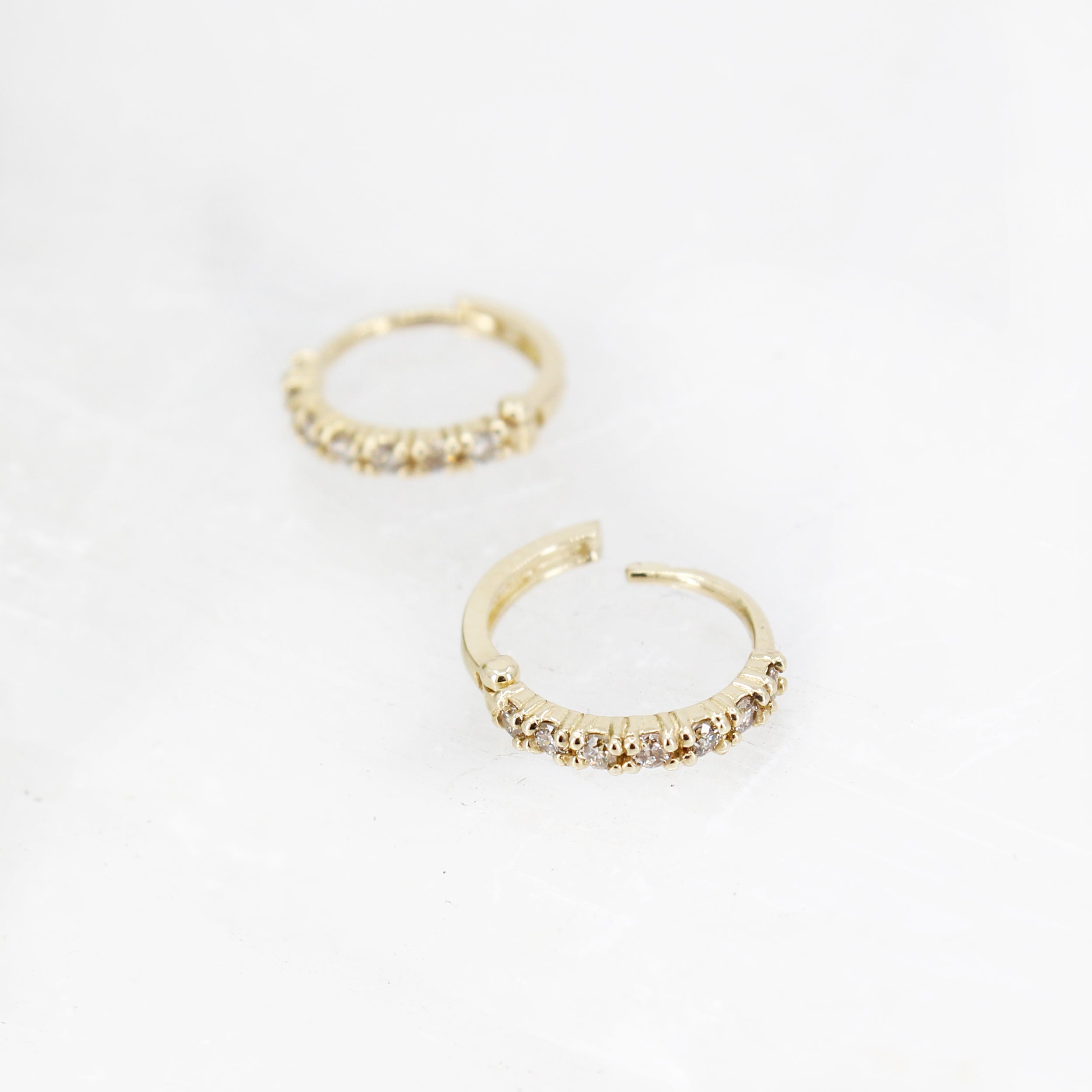 14k + Natural Diamond Pavé Huggers