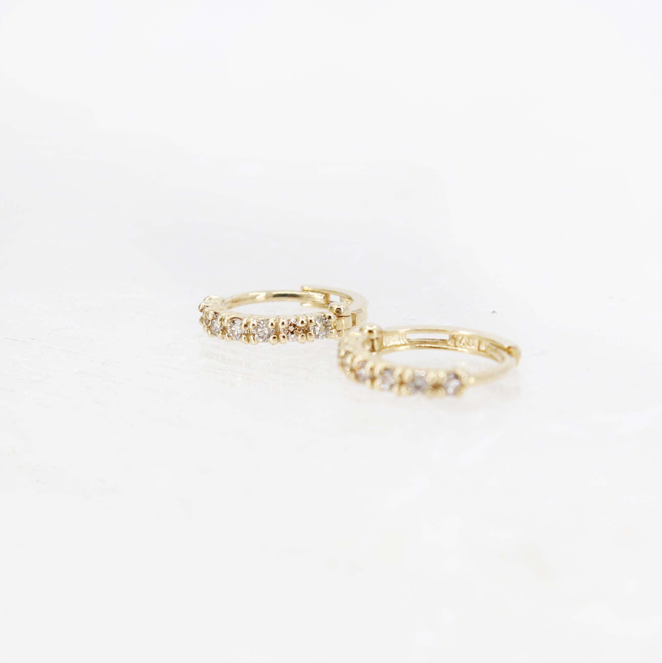 14k + Natural Diamond Pavé Huggers