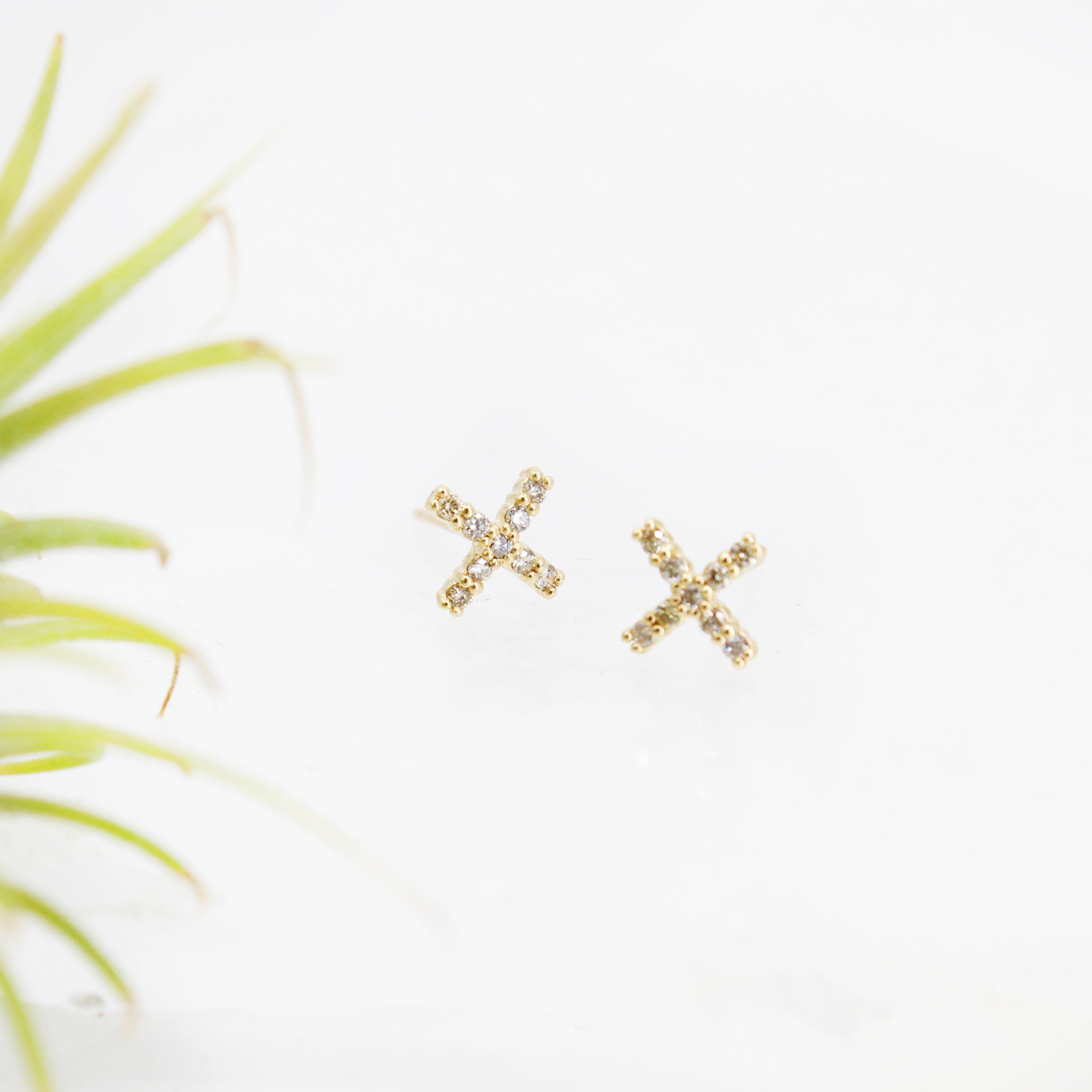 14k + Natural Diamond You Are Here Studs