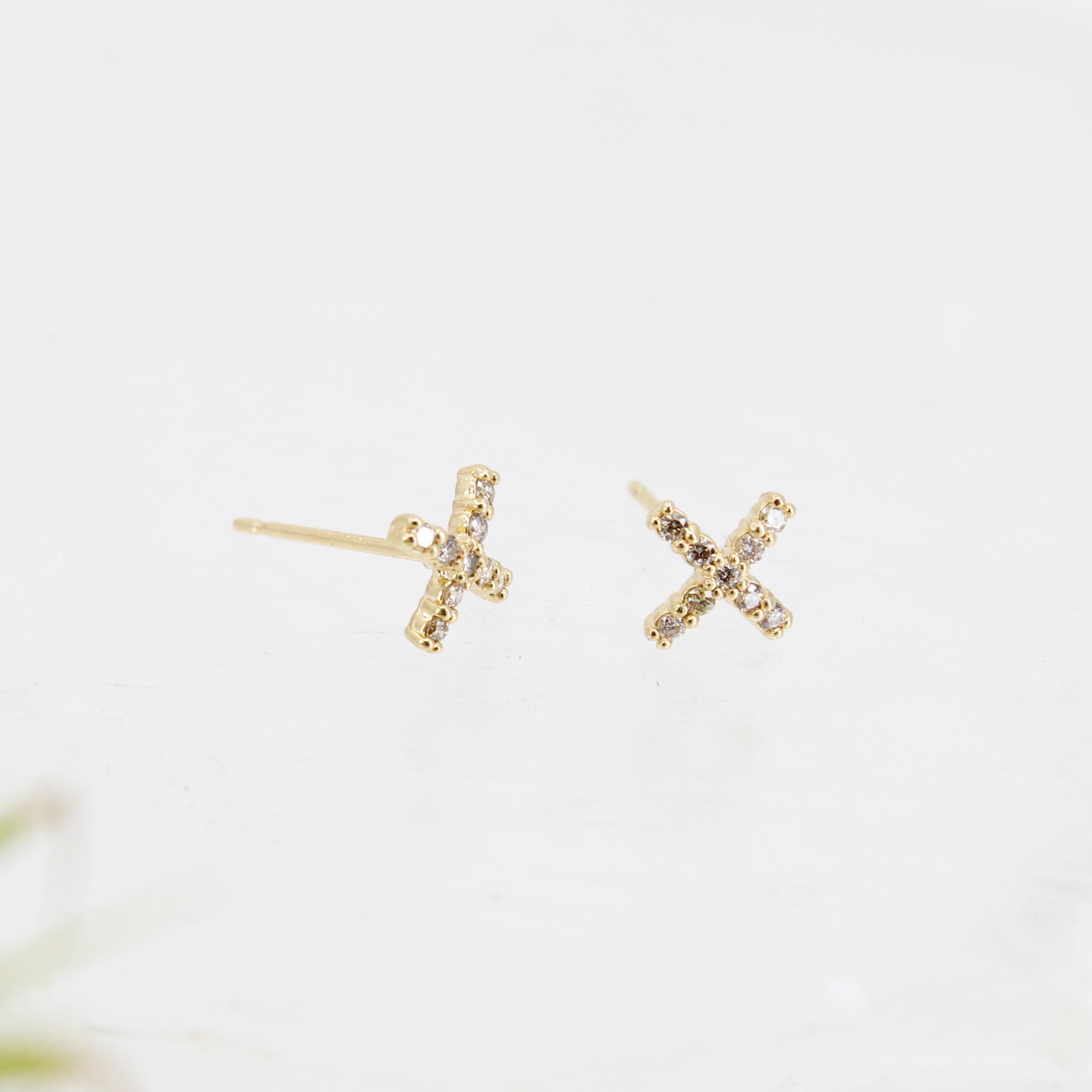 14k + Natural Diamond You Are Here Studs