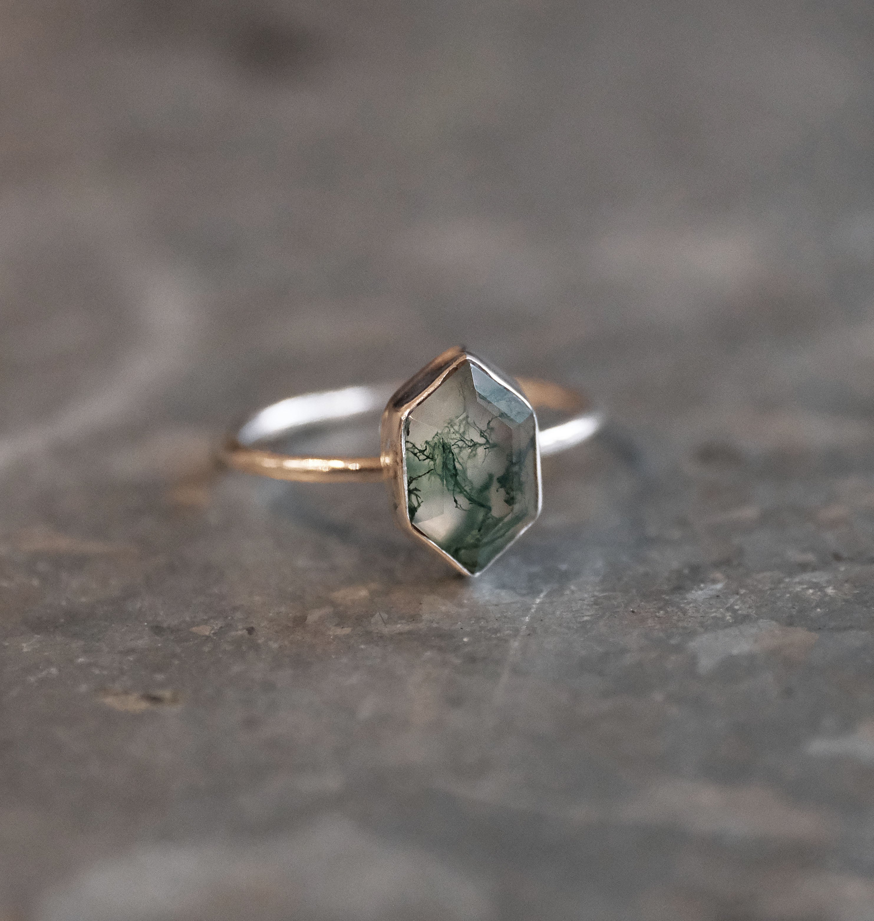 Moss Agate Chiquito Ring (Size 8) - One of a Kind