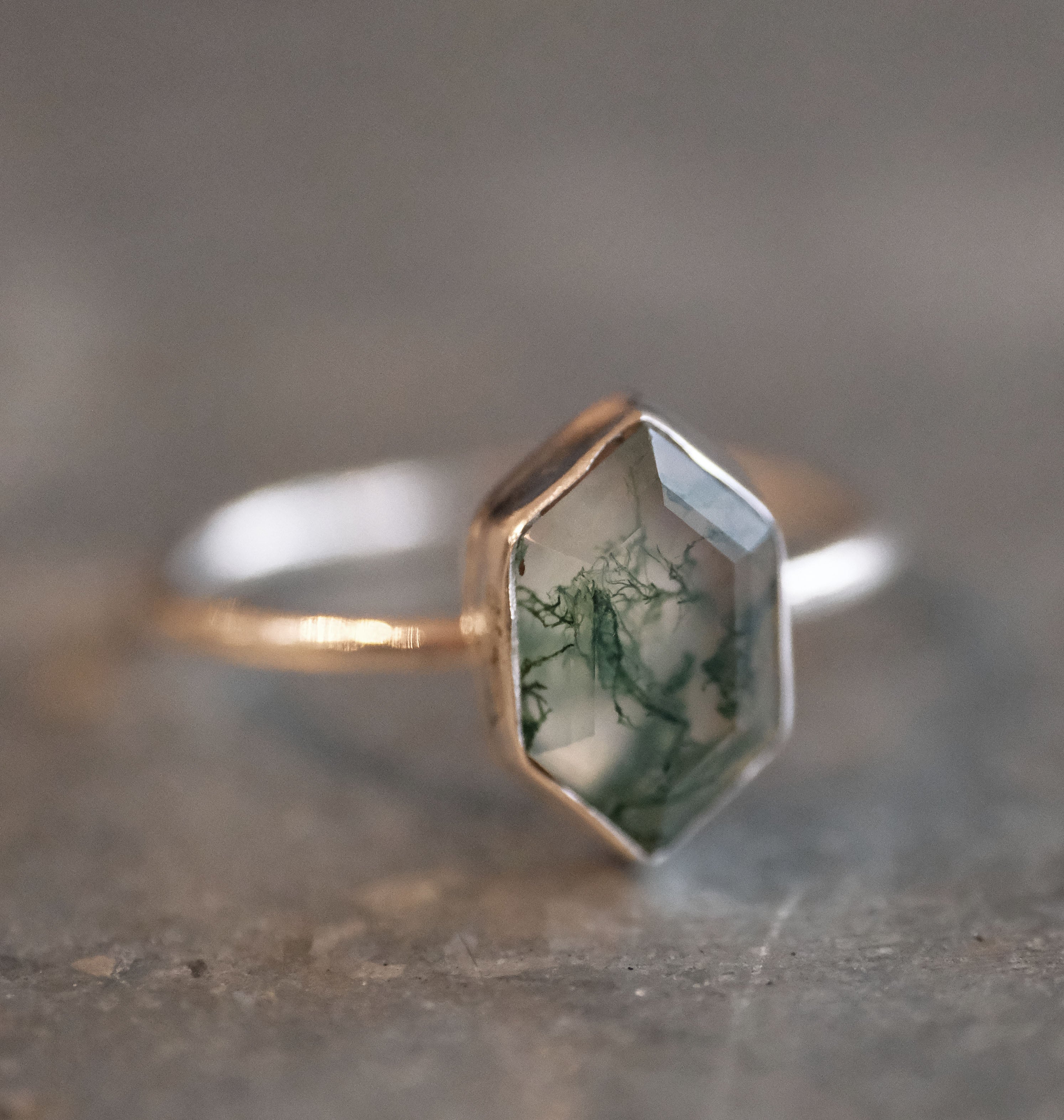 Moss Agate Chiquito Ring (Size 8) - One of a Kind