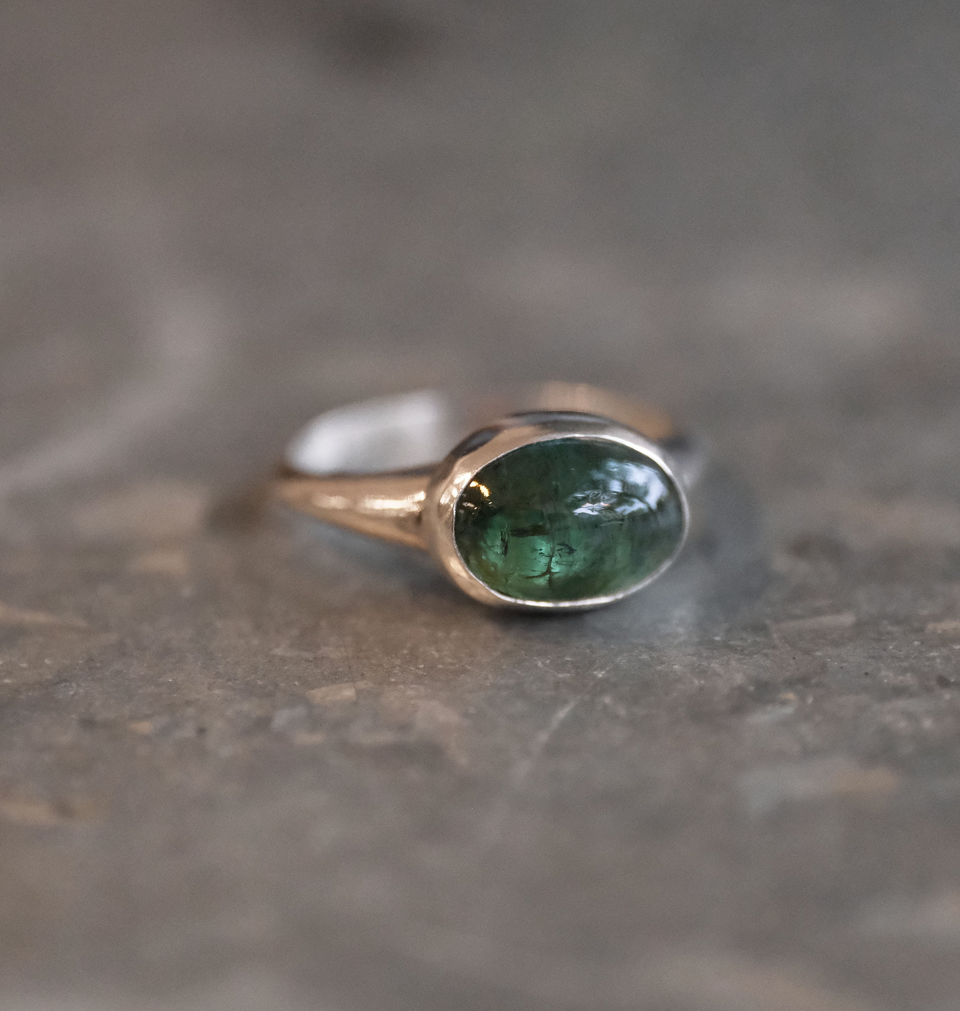 Green Tourmaline Curve Ring (Size 7) - One of a Kind