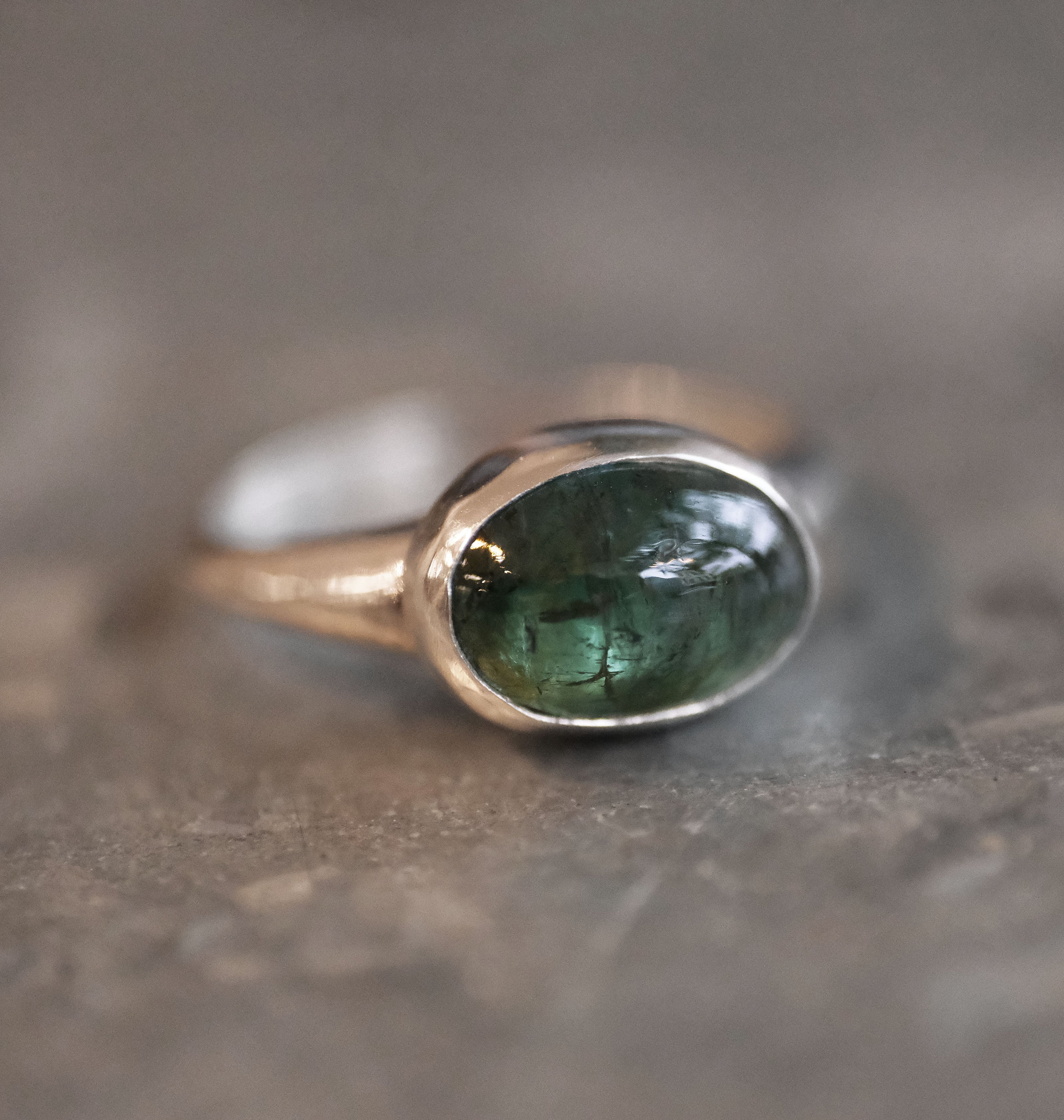 Green Tourmaline Curve Ring (Size 7) - One of a Kind