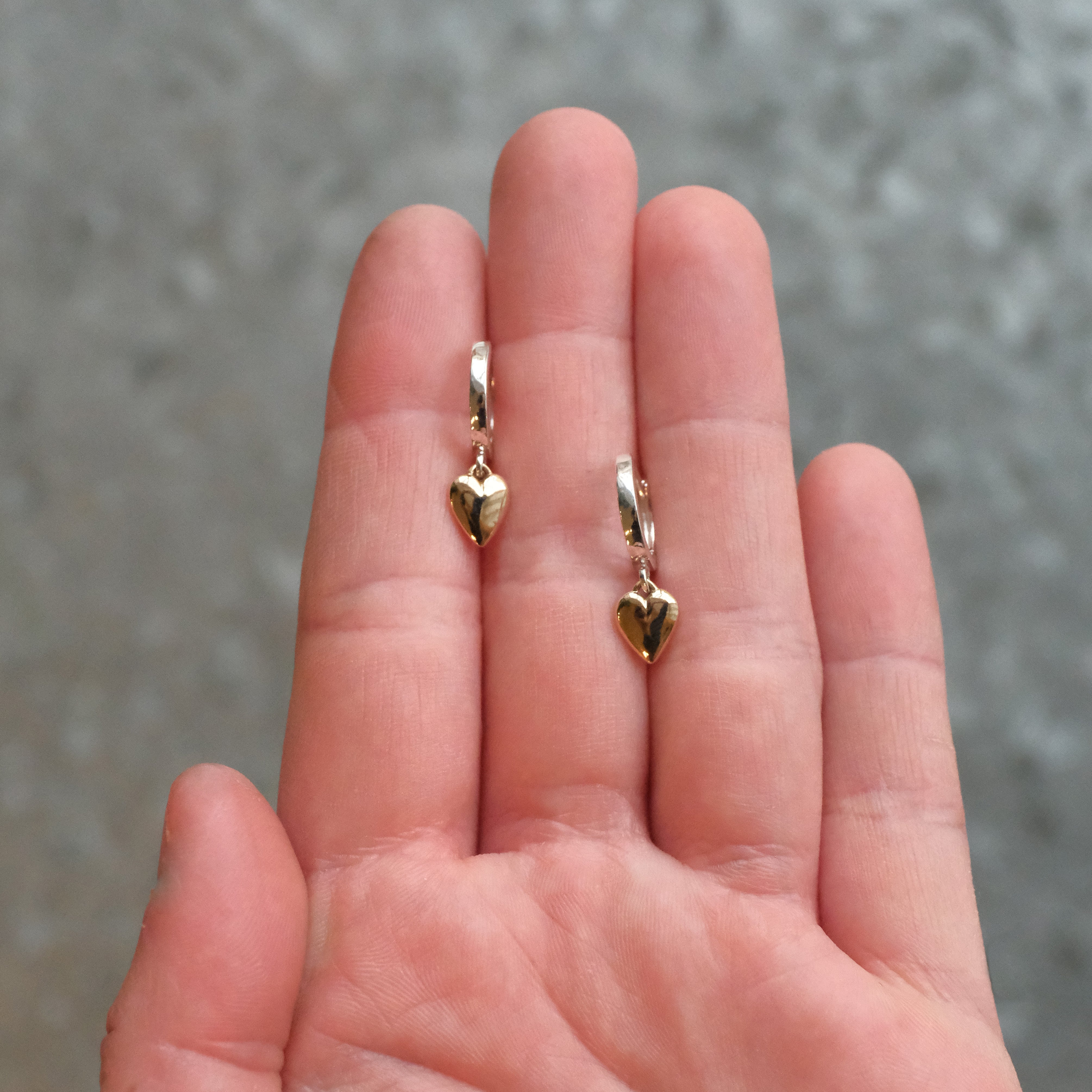 Heart of Gold Sterling + Bronze Huggers