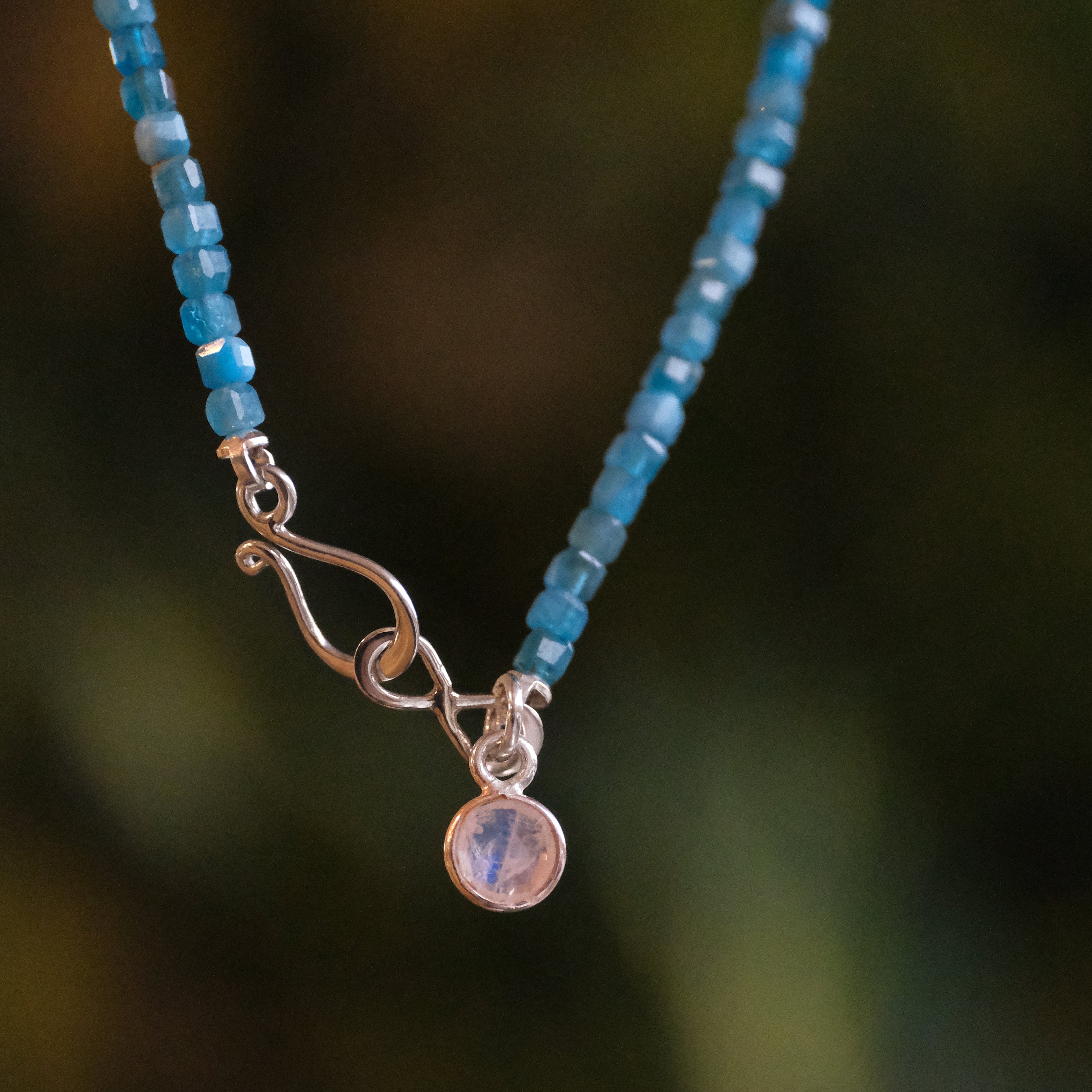 Blue Jay Apatite + Moonstone Necklace - One of a Kind