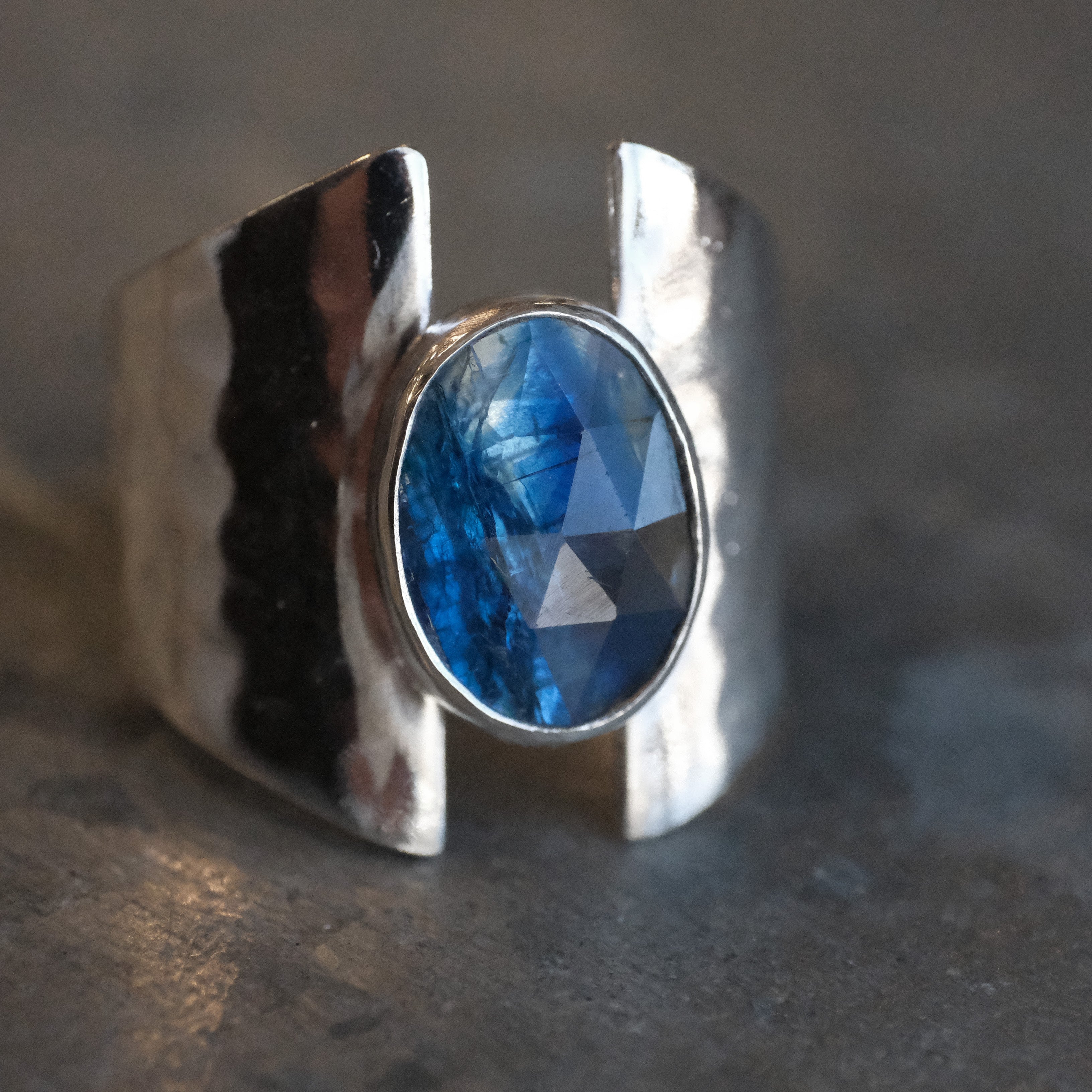 Blue Kyanite Shield Ring (Size 7.5) - One of a Kind