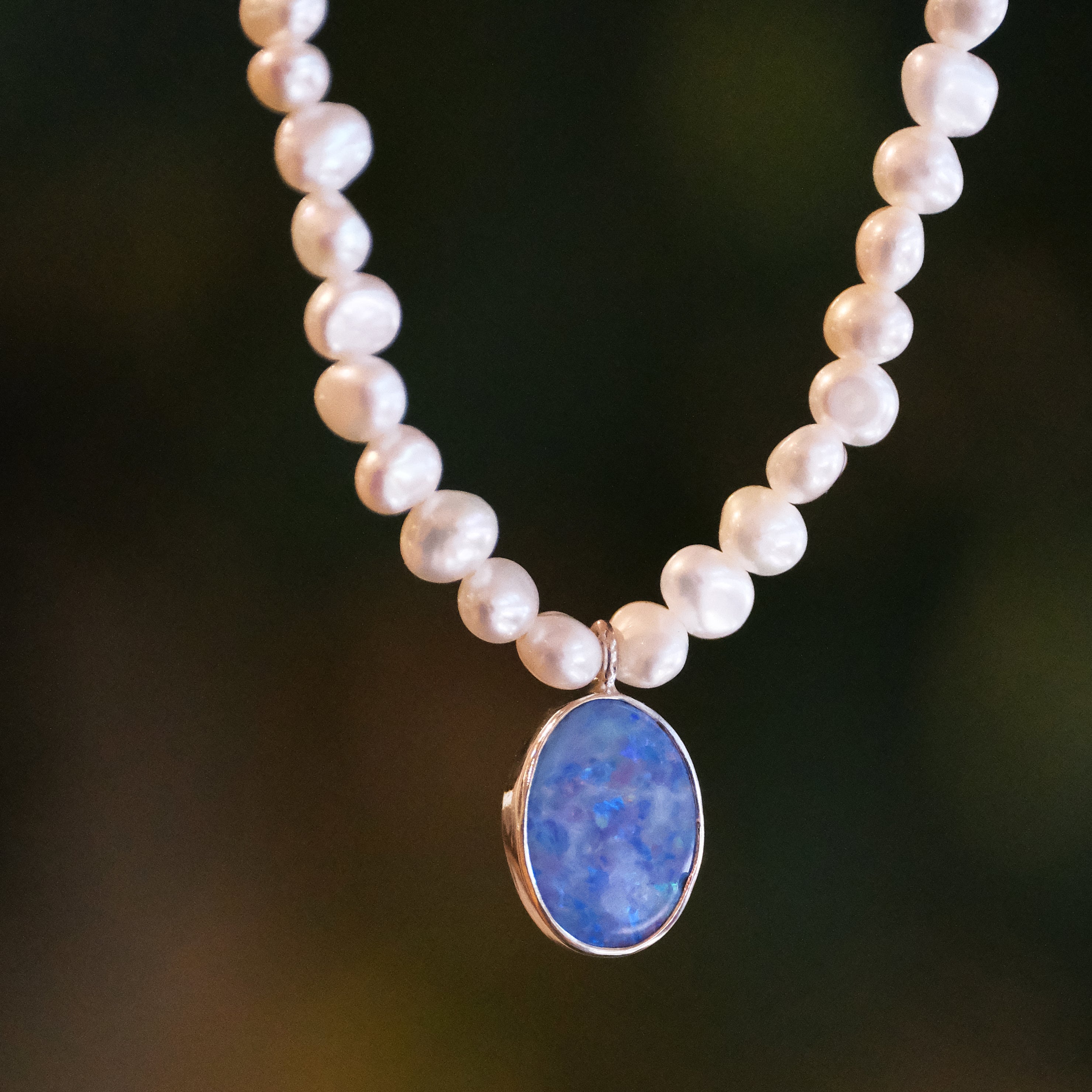 Freshwater Pearl + Australian Opal Necklace - One of a Kind