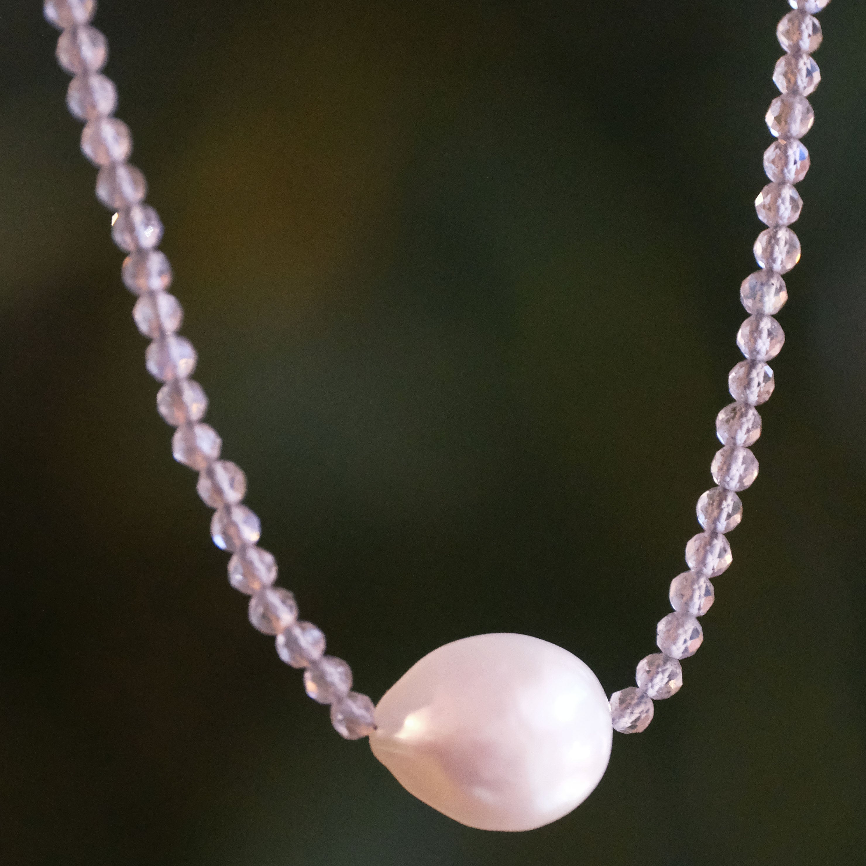 Labradorite + Freshwater Pearl Blurb Necklace