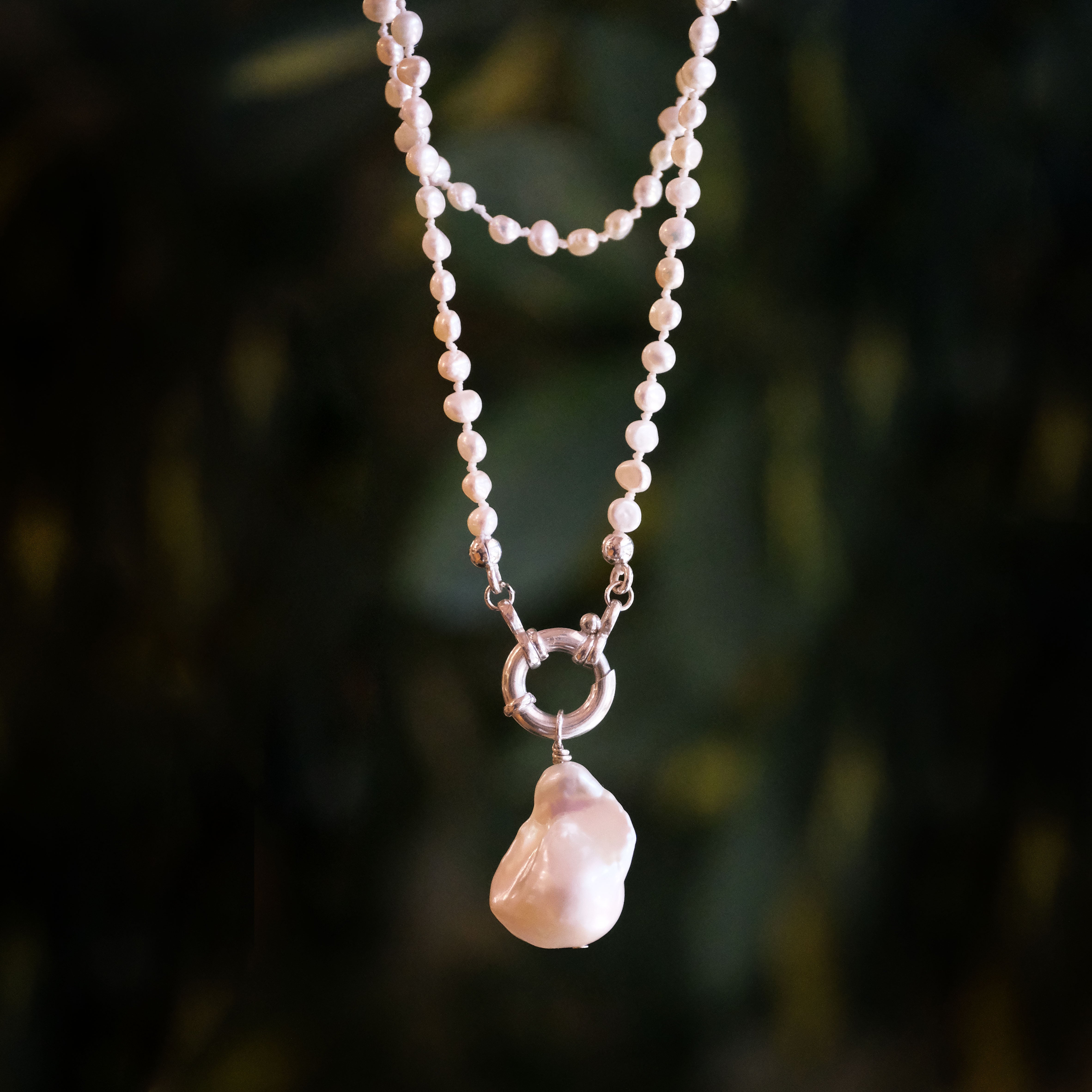 Big Ass Baroque Pearl Charm Keeper Necklace - One of a Kind
