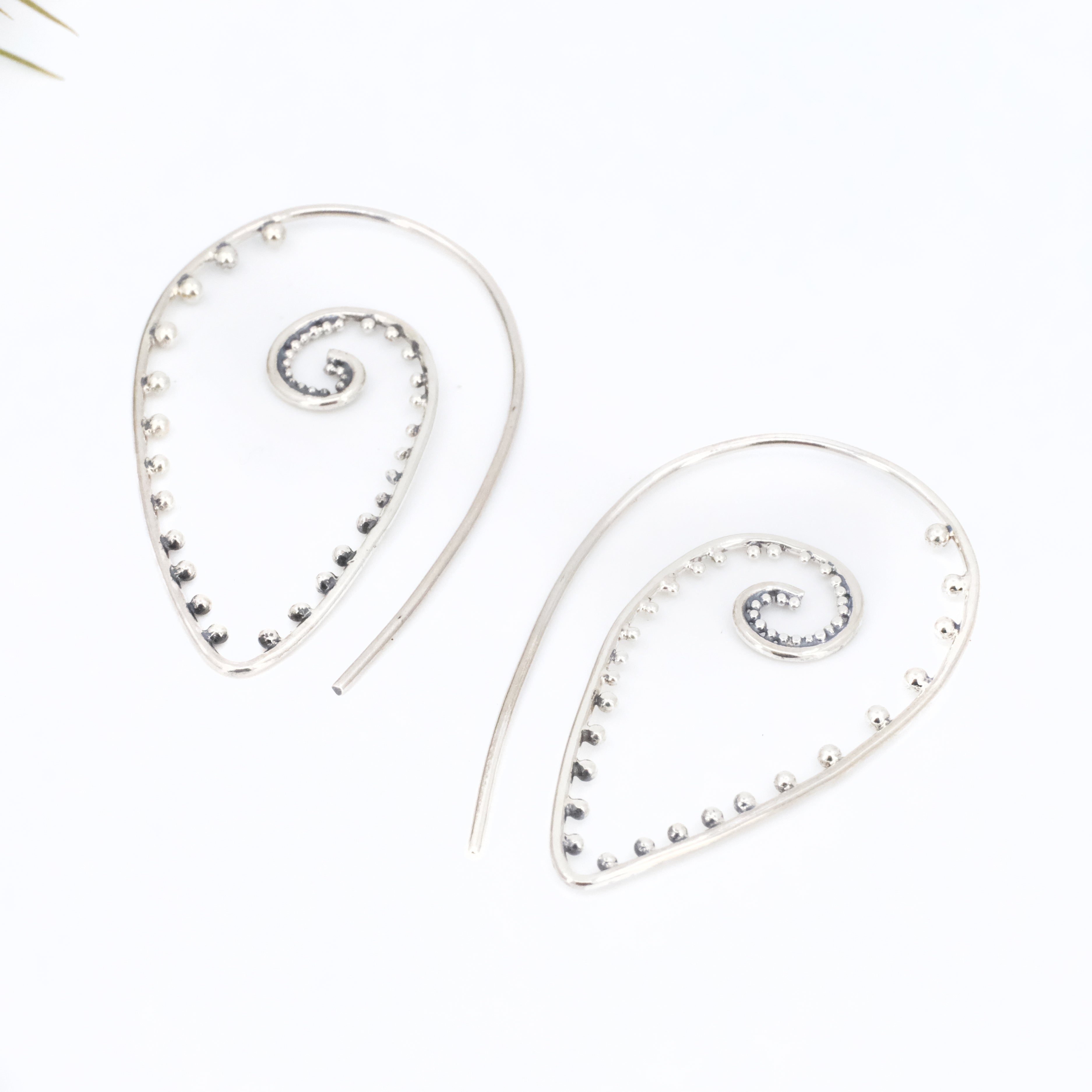 Sterling Dotted Petal Hoops