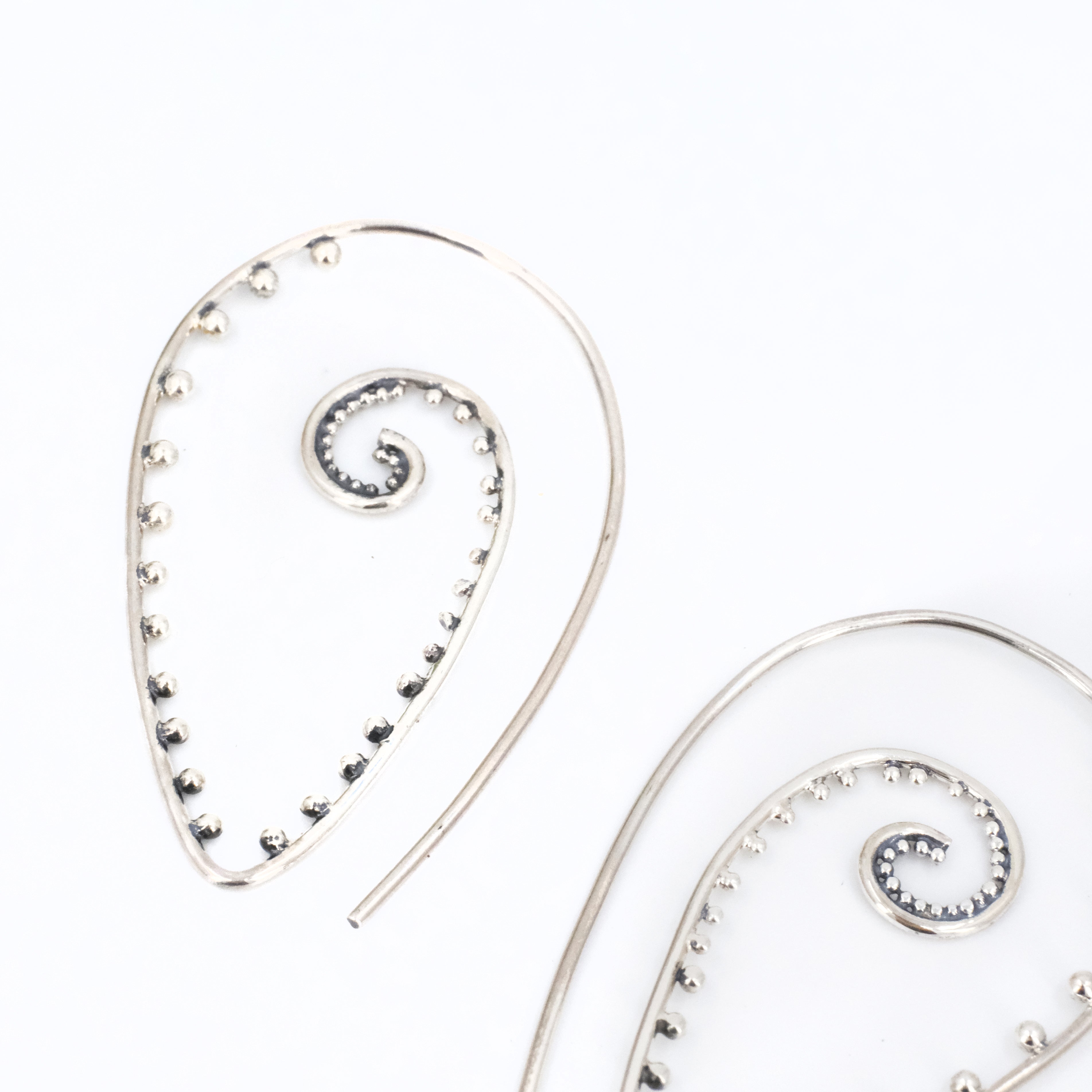 Sterling Dotted Petal Hoops