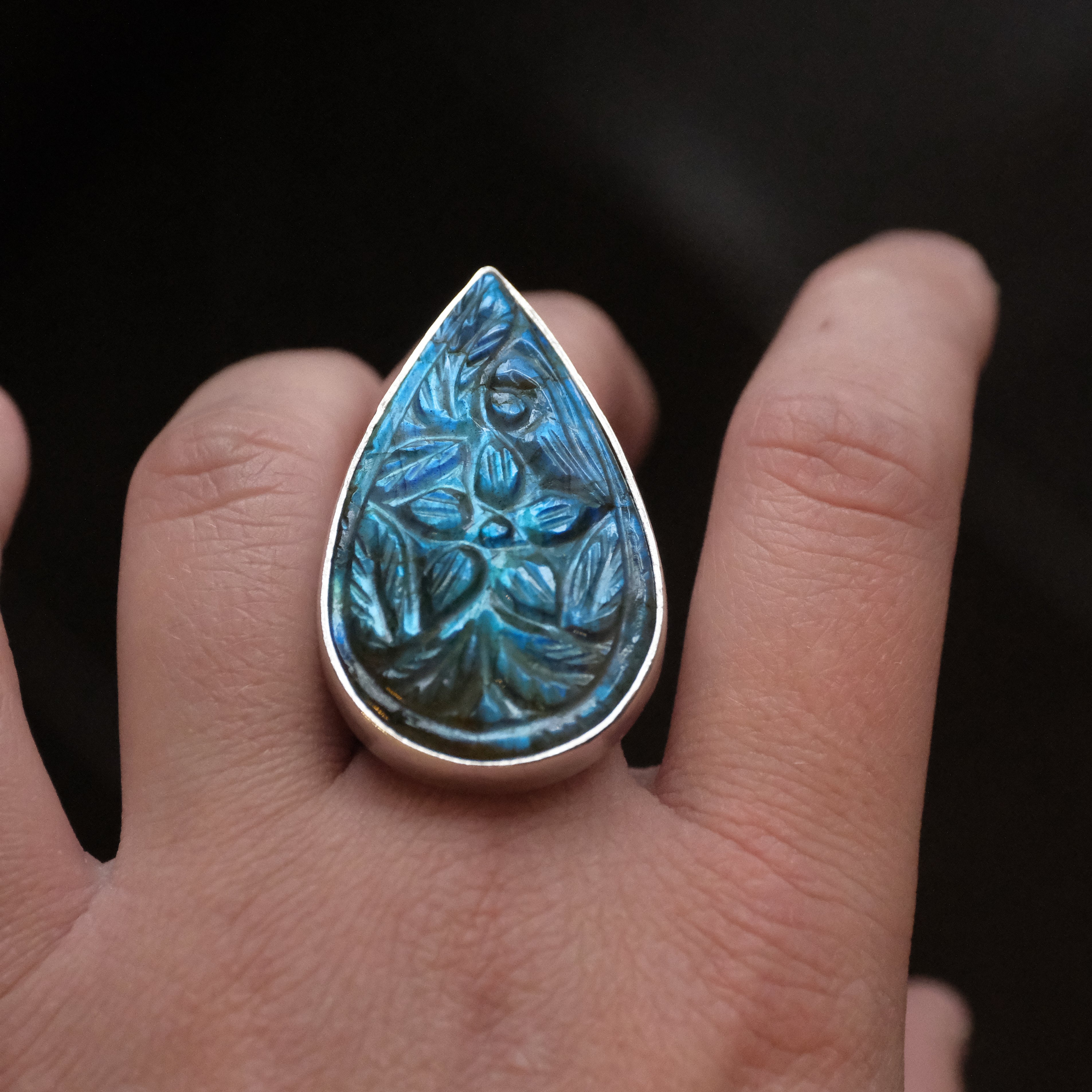 Labradorite Midnight Garden Ring (Size 7.5) - One of a Kind