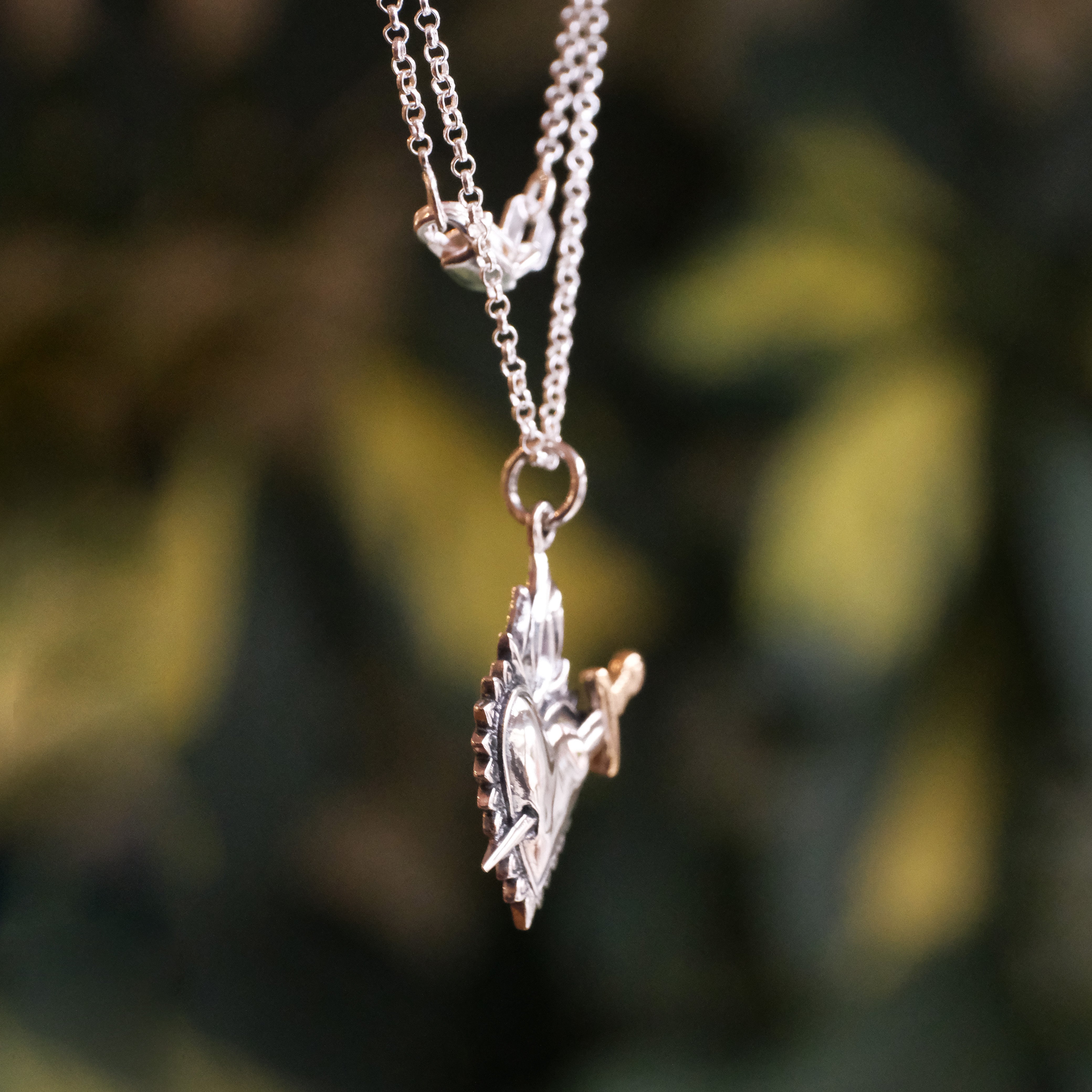 Sterling + Bronze Pierced Heart Necklace