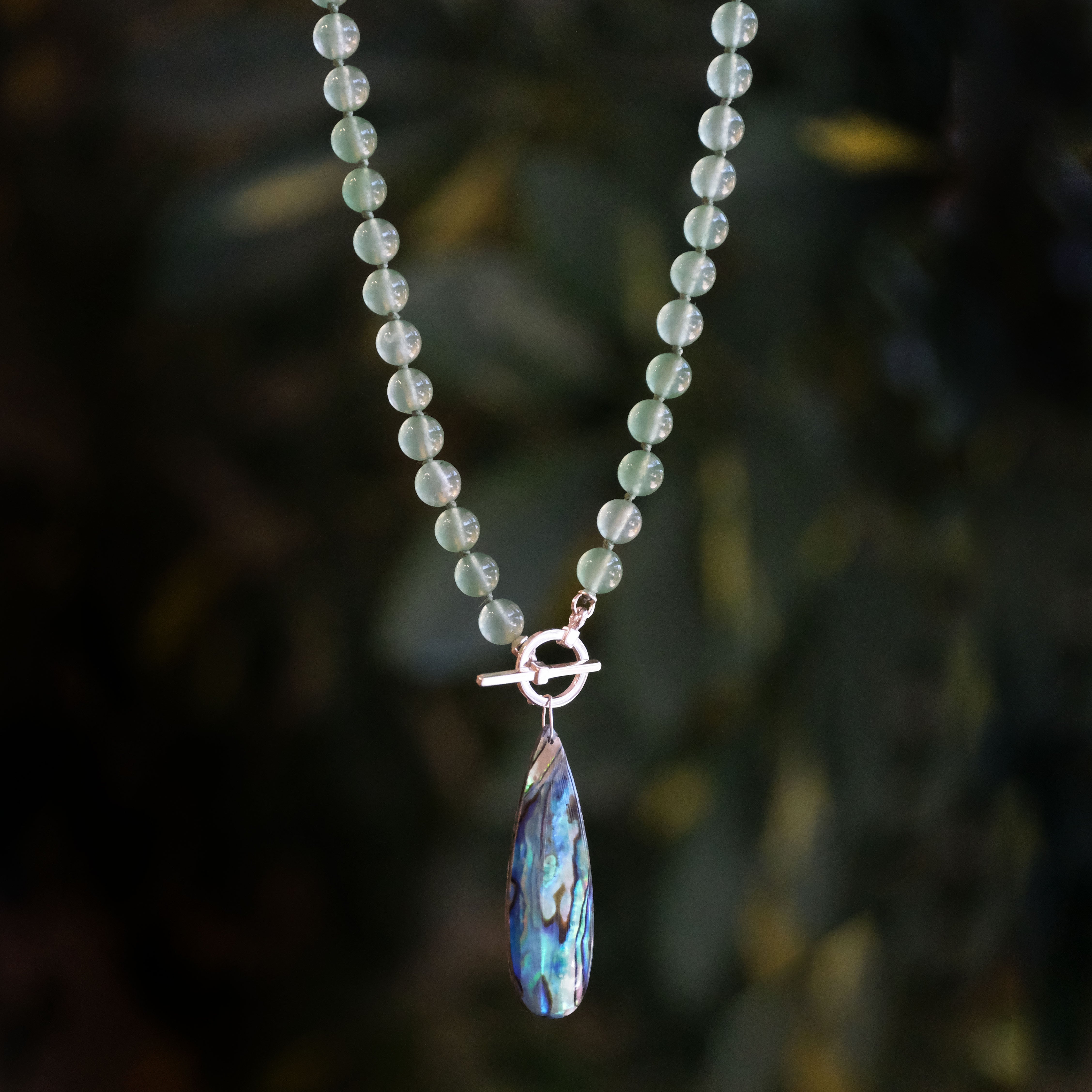 Green Chalcedony + Abalone Necklace - One of a Kind