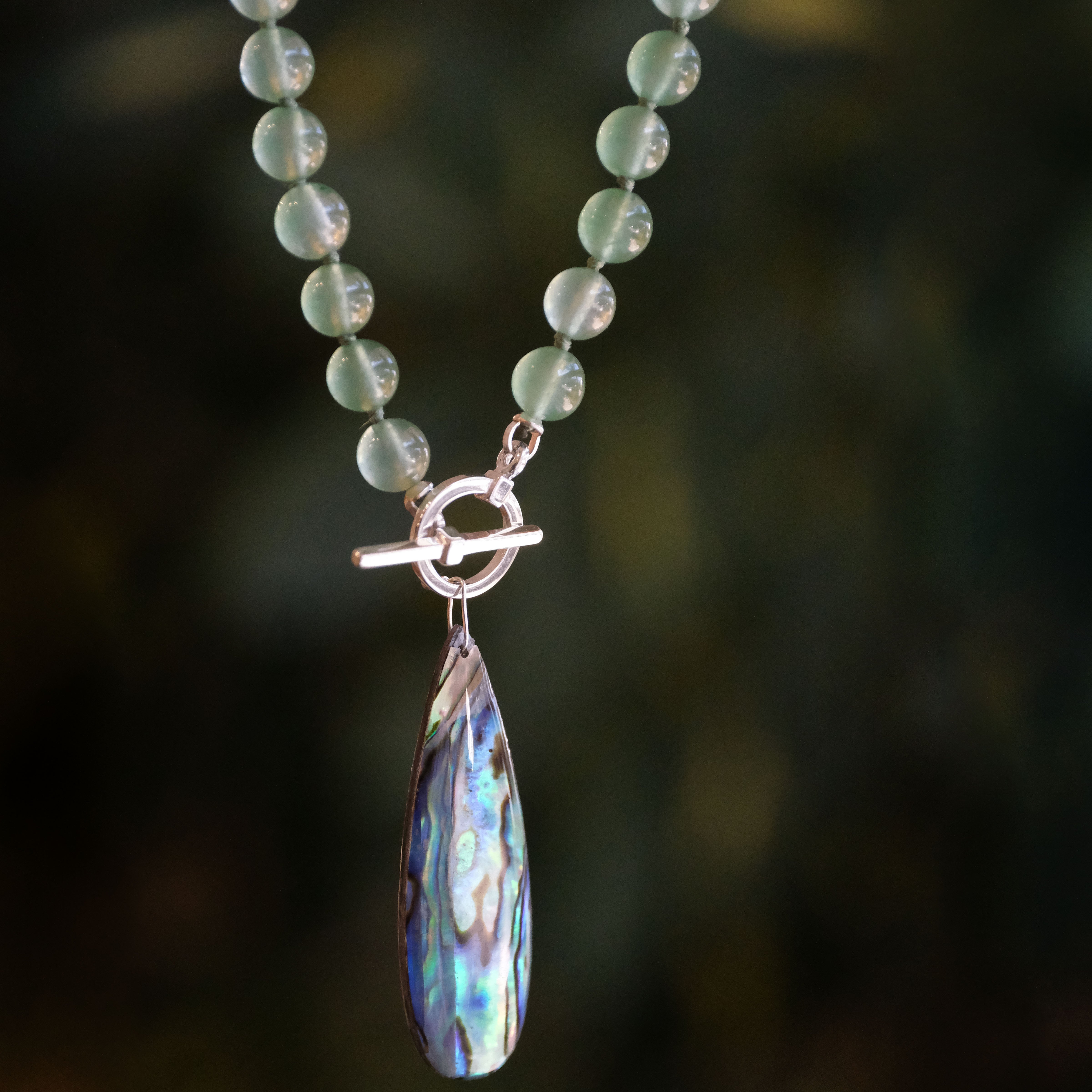 Green Chalcedony + Abalone Necklace - One of a Kind