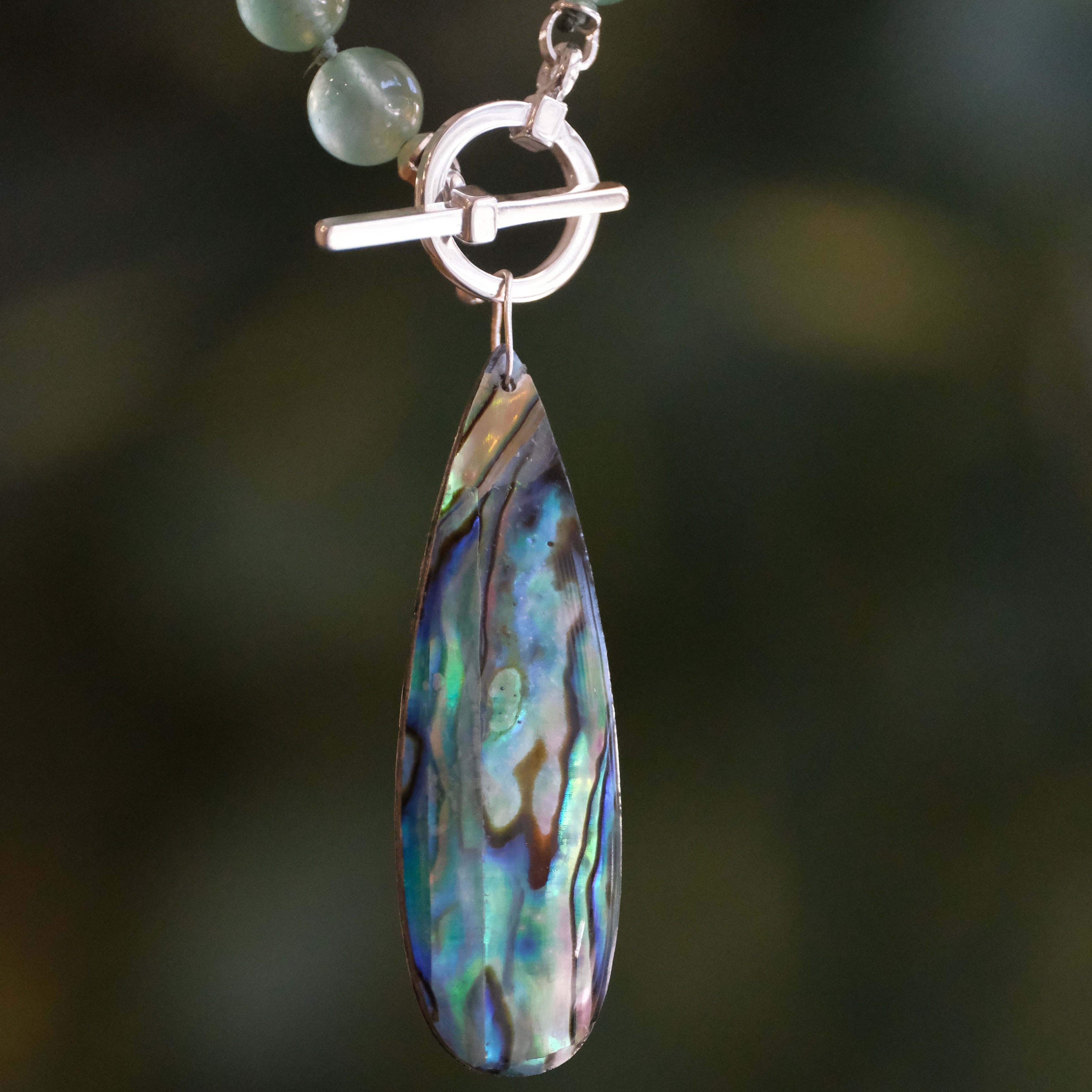 Green Chalcedony + Abalone Necklace - One of a Kind