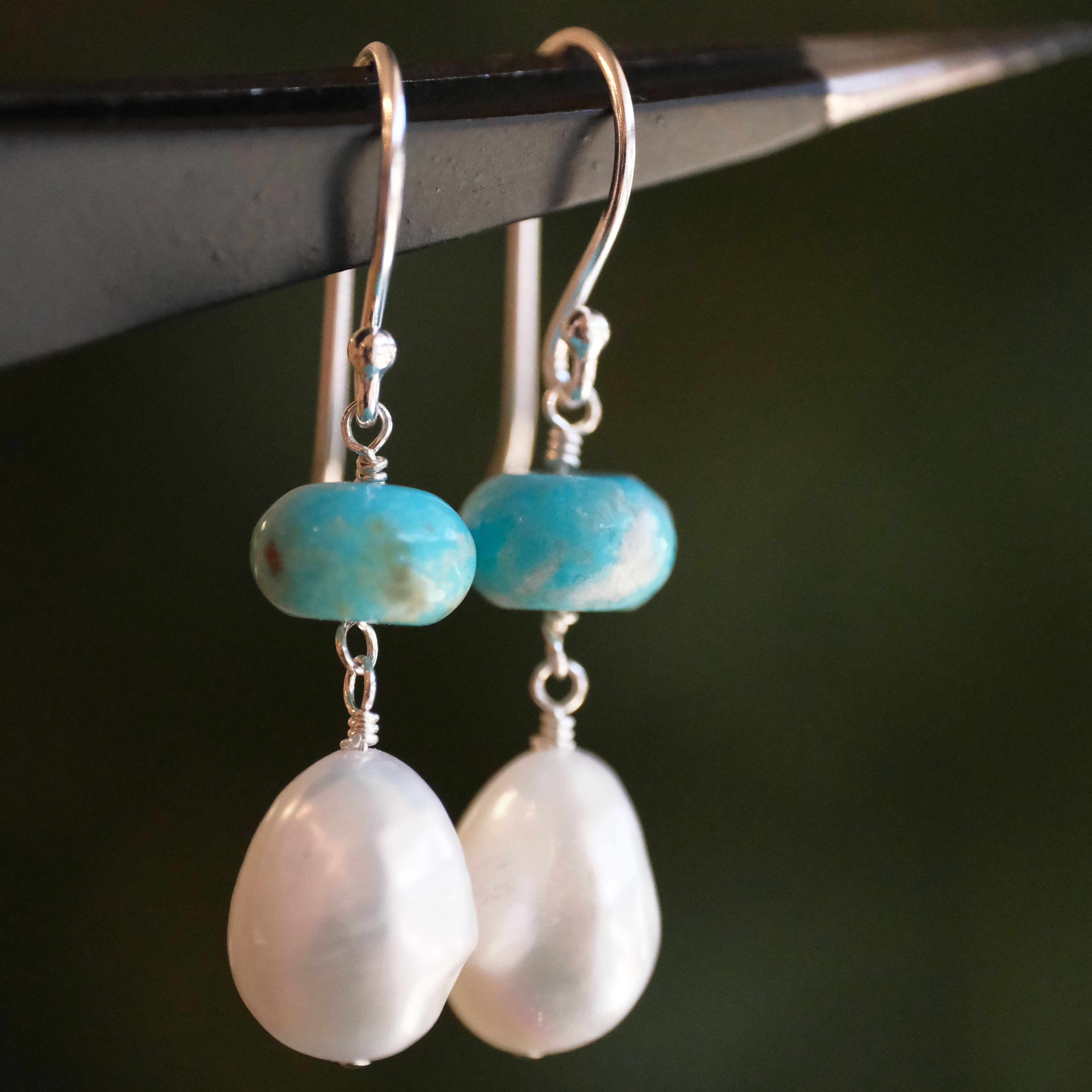 Turquoise + Freshwater Pearl Cava Earrings