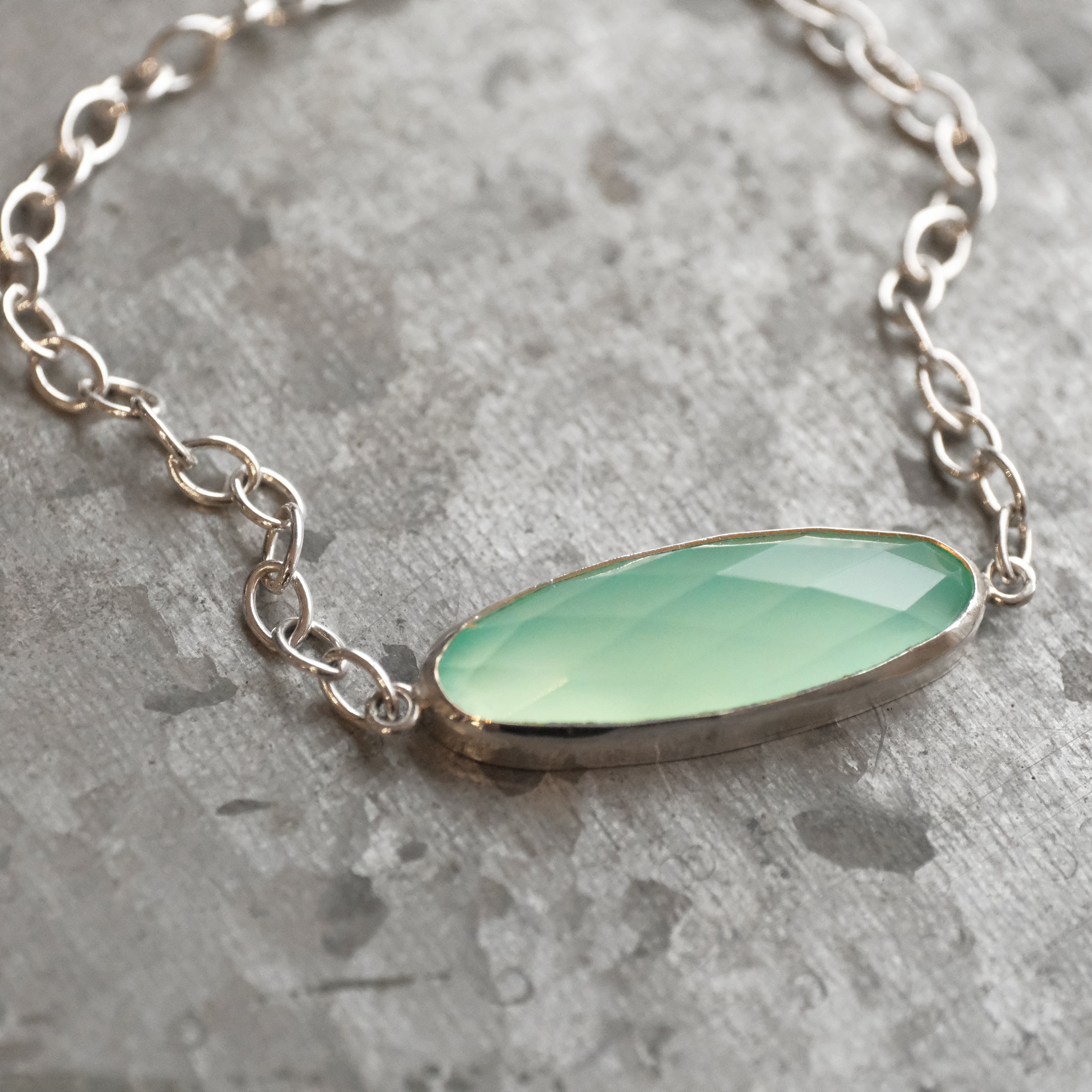 Aqua Chalcedony + Sterling Gemmi Bracelet - One of a Kind