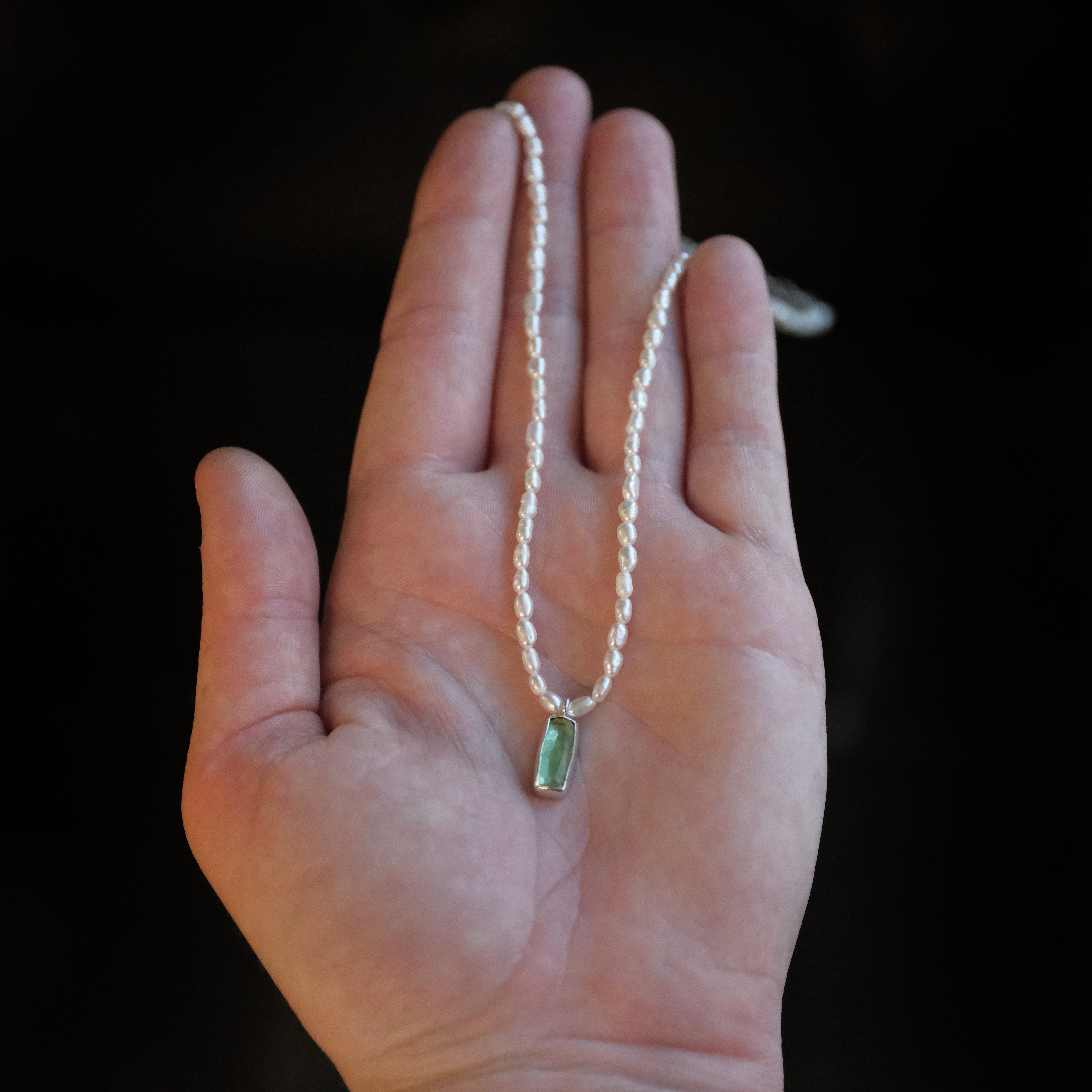 Freshwater Pearl + Green Tourmaline Necklace - One of a Kind